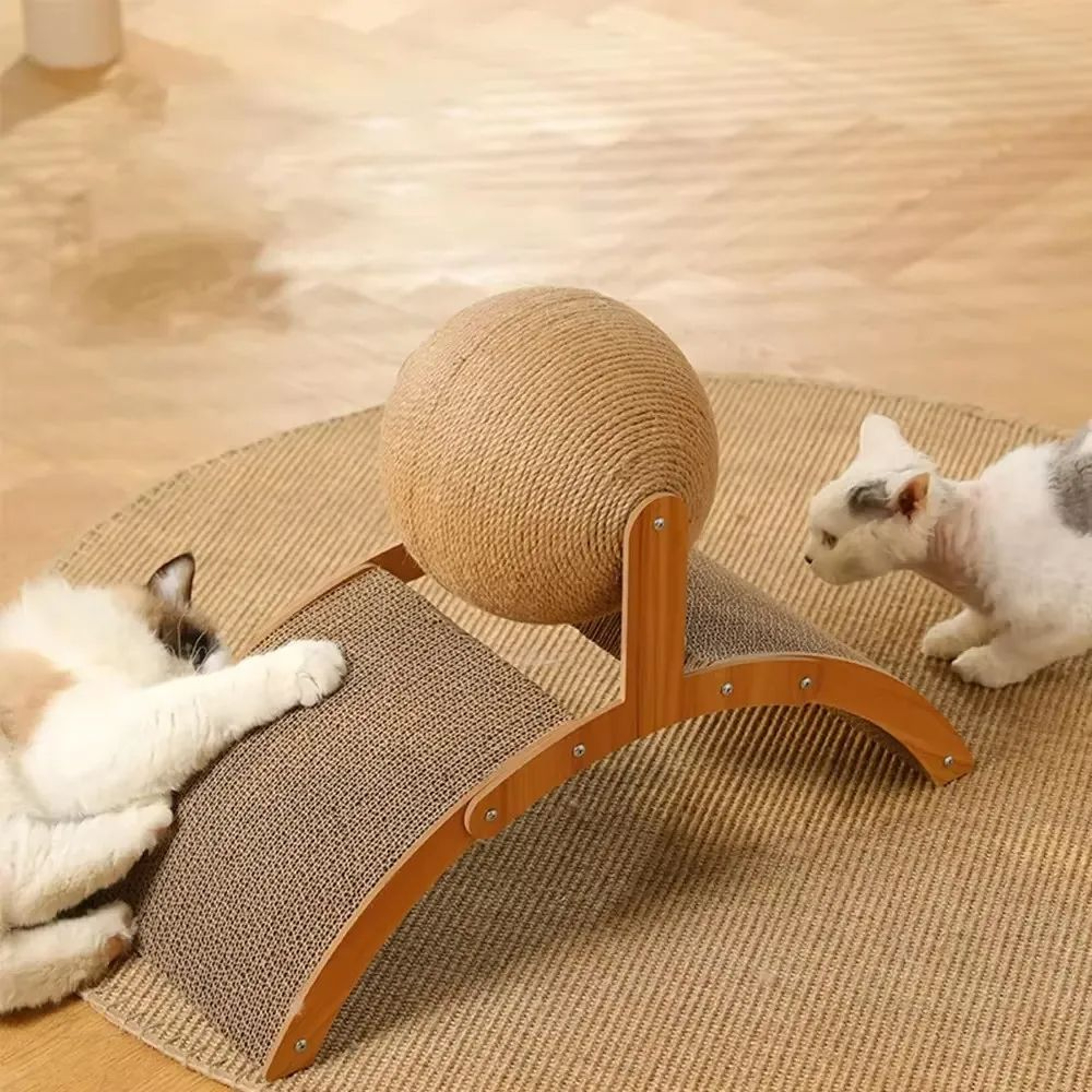 Wooden Cat Scratching Ball 2in1 Sisal Scratch Board WearResistant  Durable Grinding Paw Toy For Cat 2