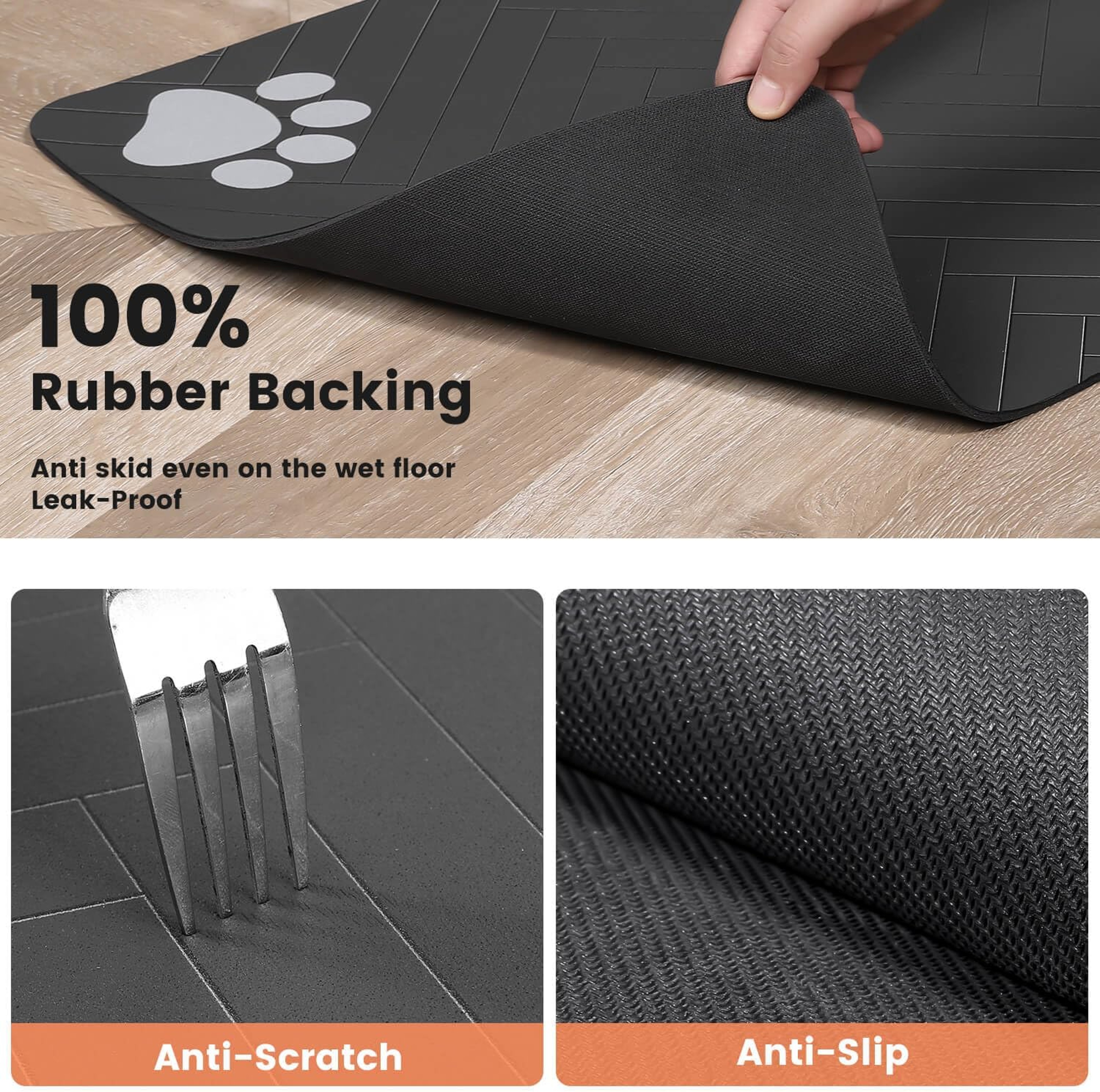 Absorbent Pet Feeding Mat with Waterproof Rubber, Quick-Dry, Dog, Cat Food Bowl Mat, Non-Slip Placemat for Free Meal – view 5