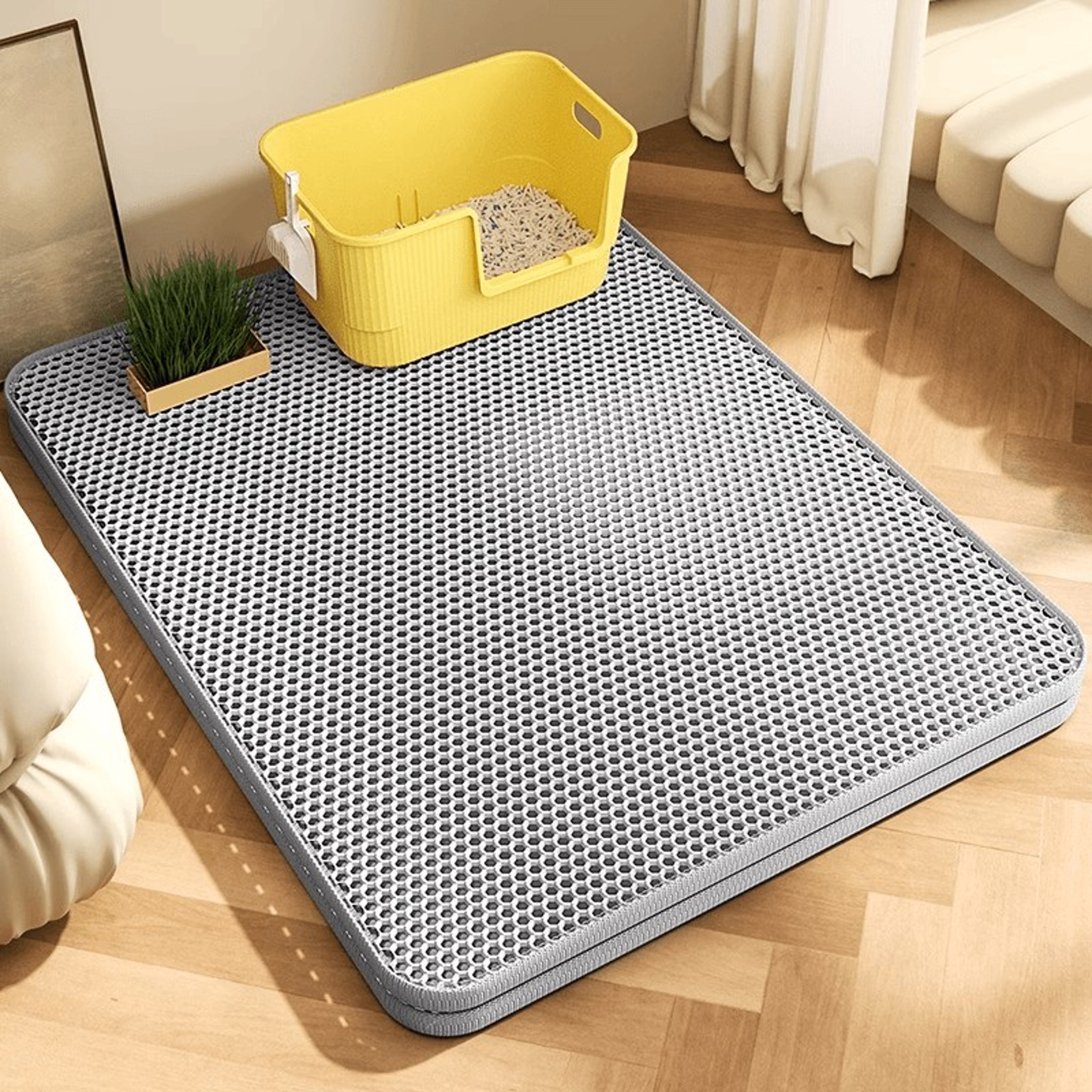 Large Cat Litter Mat, Heavy Duty Waterproof Non Slip Washable EVA Pad, Pet Floor Protector, Litter Box Sand Stopper – view 1