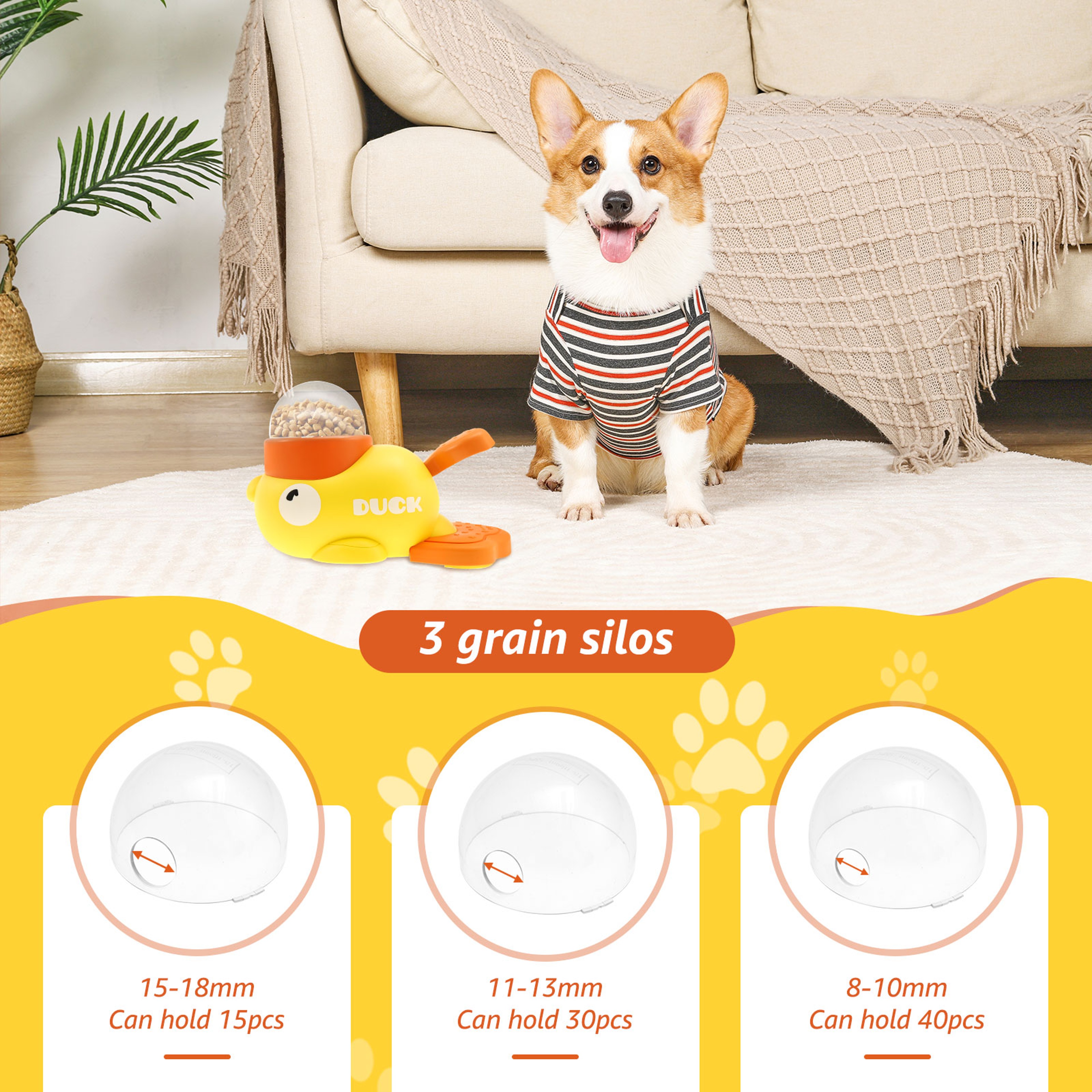Interactive Duck Shaped Dog Slow Feeder Washable Food Outlet Size Automatic Dog Feeder Toy For Pets 2
