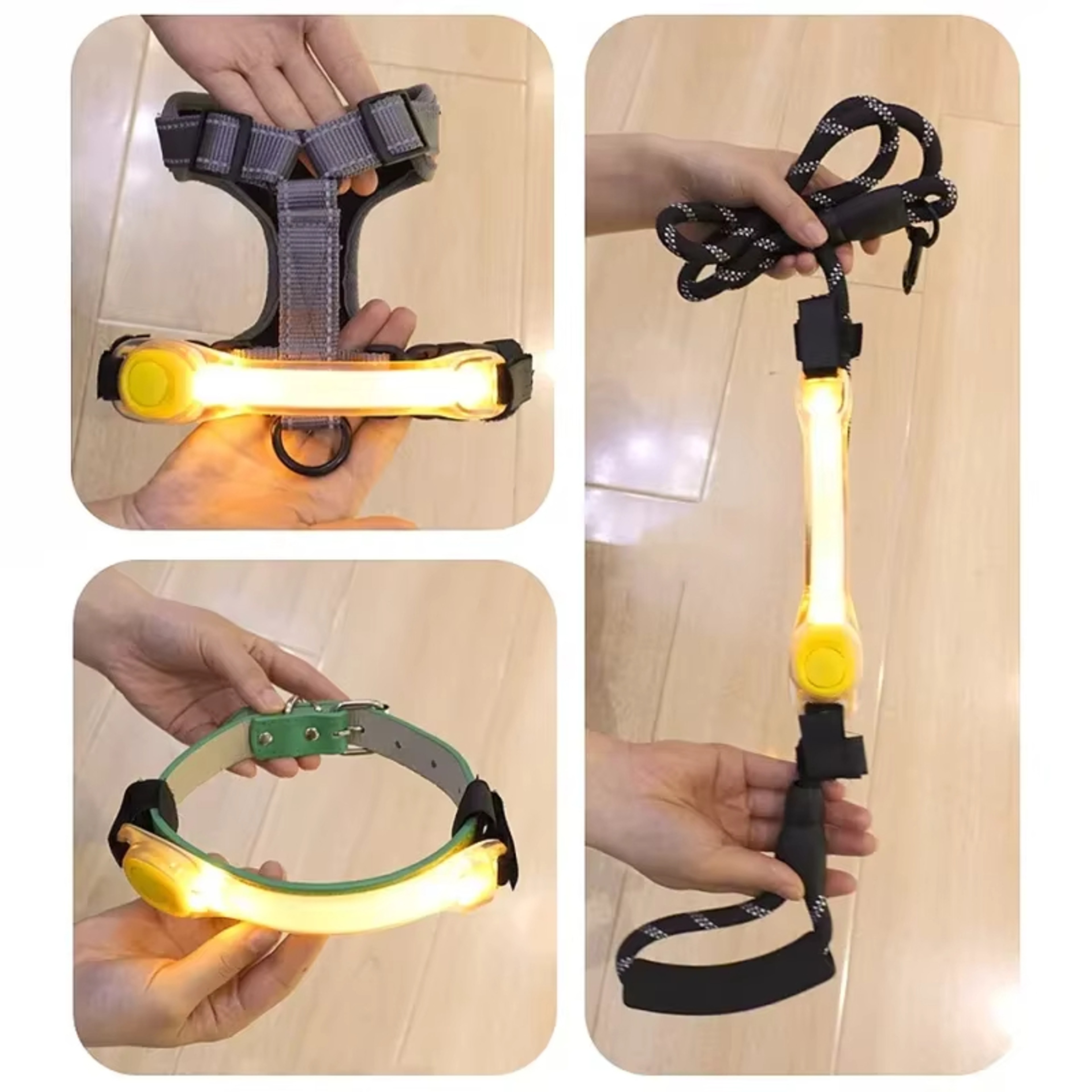 LED Flashing Night Running Pet Dog Safety Harness Collar Waterproof MultiColor Pendant For Outdoor