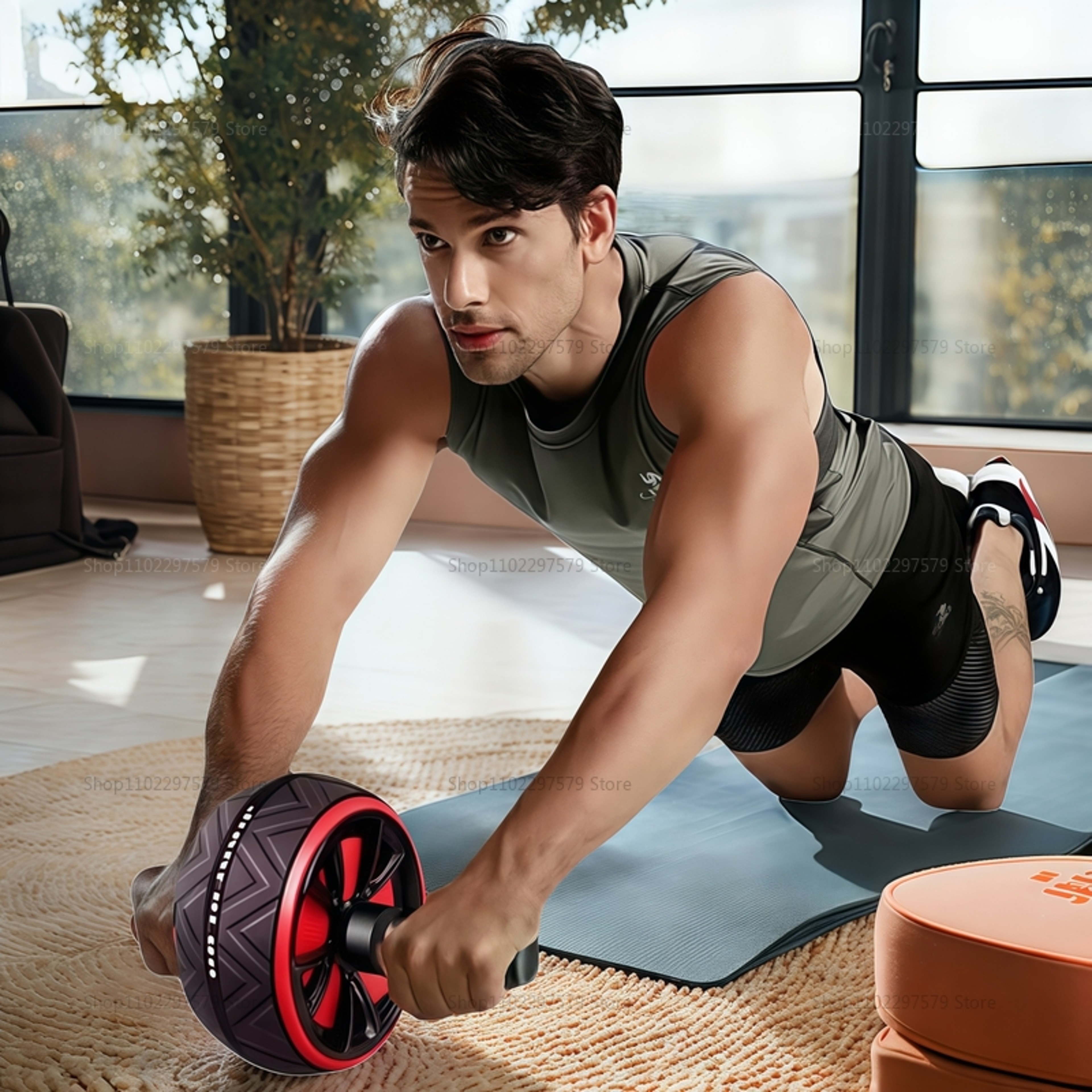Silent Abdominal Wheel Roller, UniversalSports Fitness Abs Roller for Core Strength, Toning & Slimming Home Gym Uses – view 2