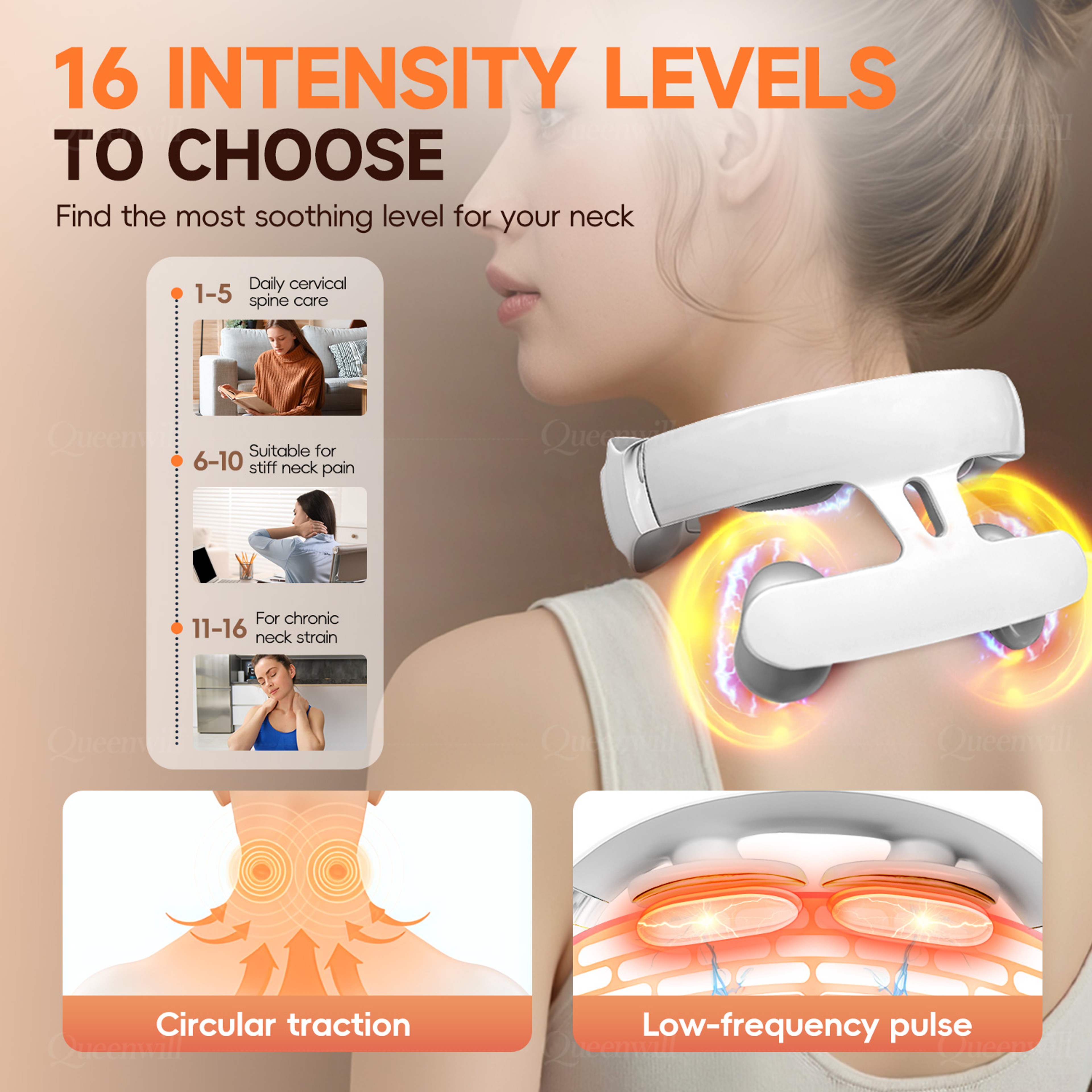 Portable Cordless Neck Shoulder Massager, Pads 6 Modes USB Charging Smart Gift for Men Women – view 4