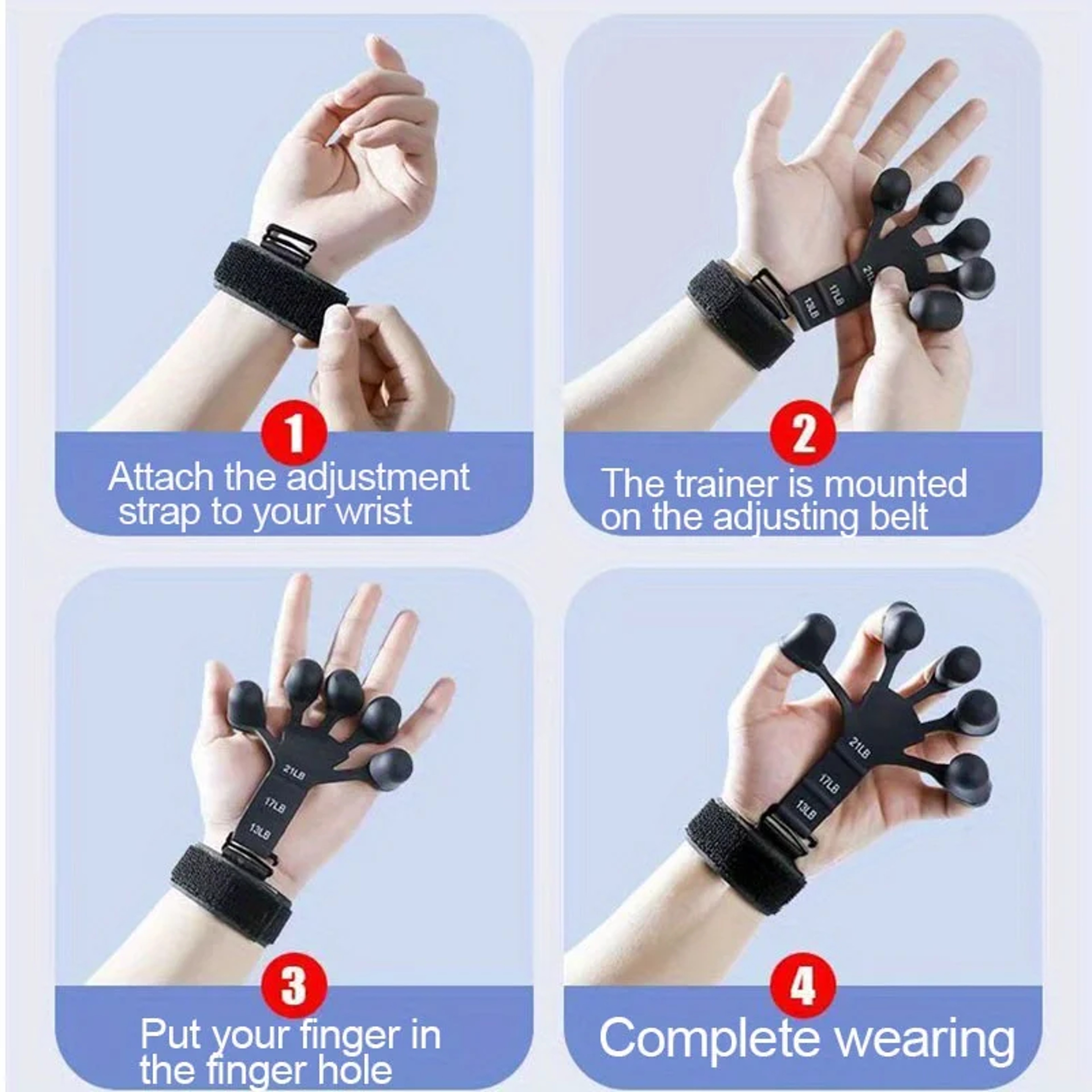 Portable Hand Exercise Tool, Adjustable Non Slip Finger Trainer, 5 Finger Grip Strengthener for Basketball – view 6