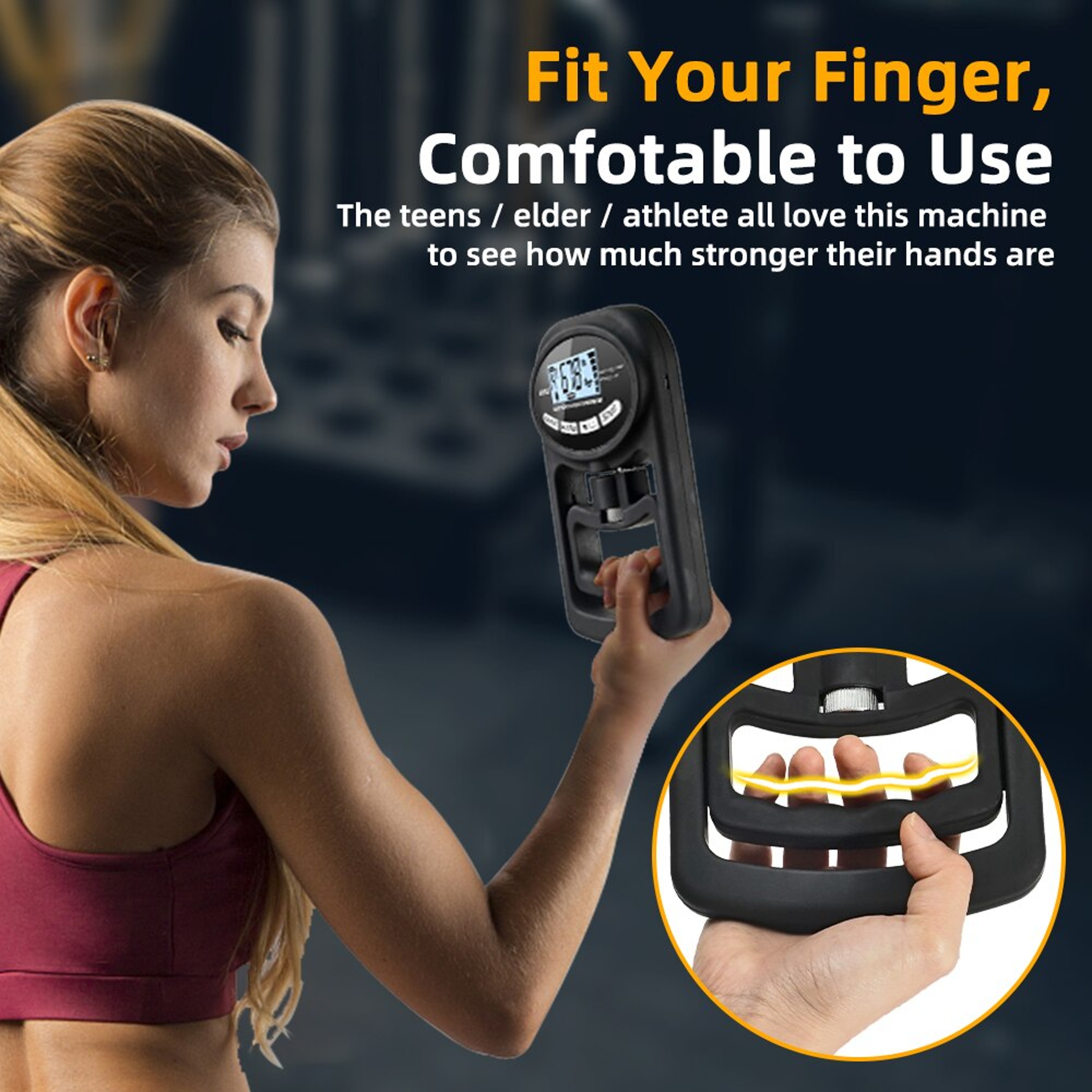 Digital Hand Grip Strength Tester 120Kg  265Lbs USB Dynamometer Meter With LCD Screen For Sport Pow 1