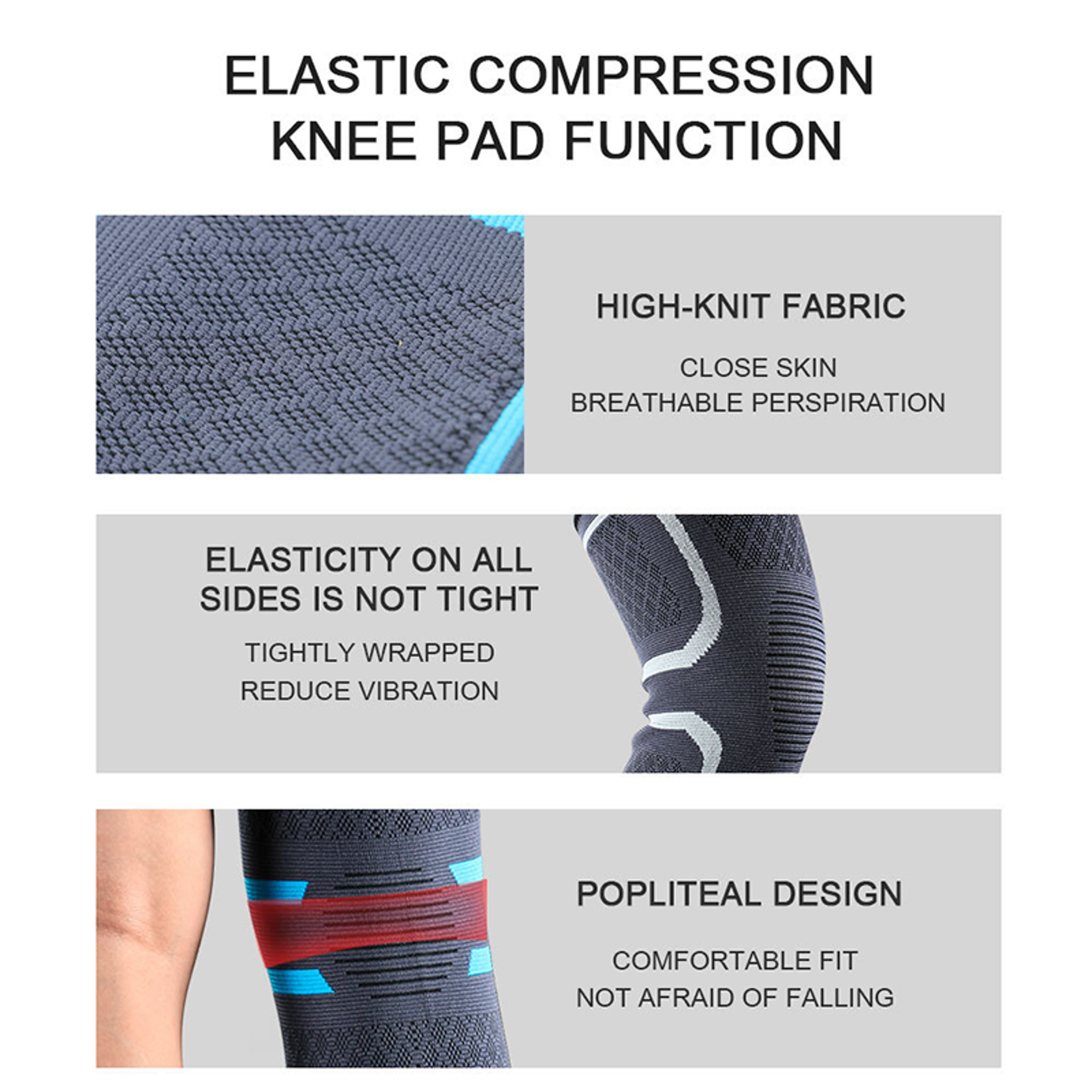 Knee Support Braces Sport Compression Sleeve, Elastic Nylon Pad for Fitness Running Basketball Volleyball – view 4