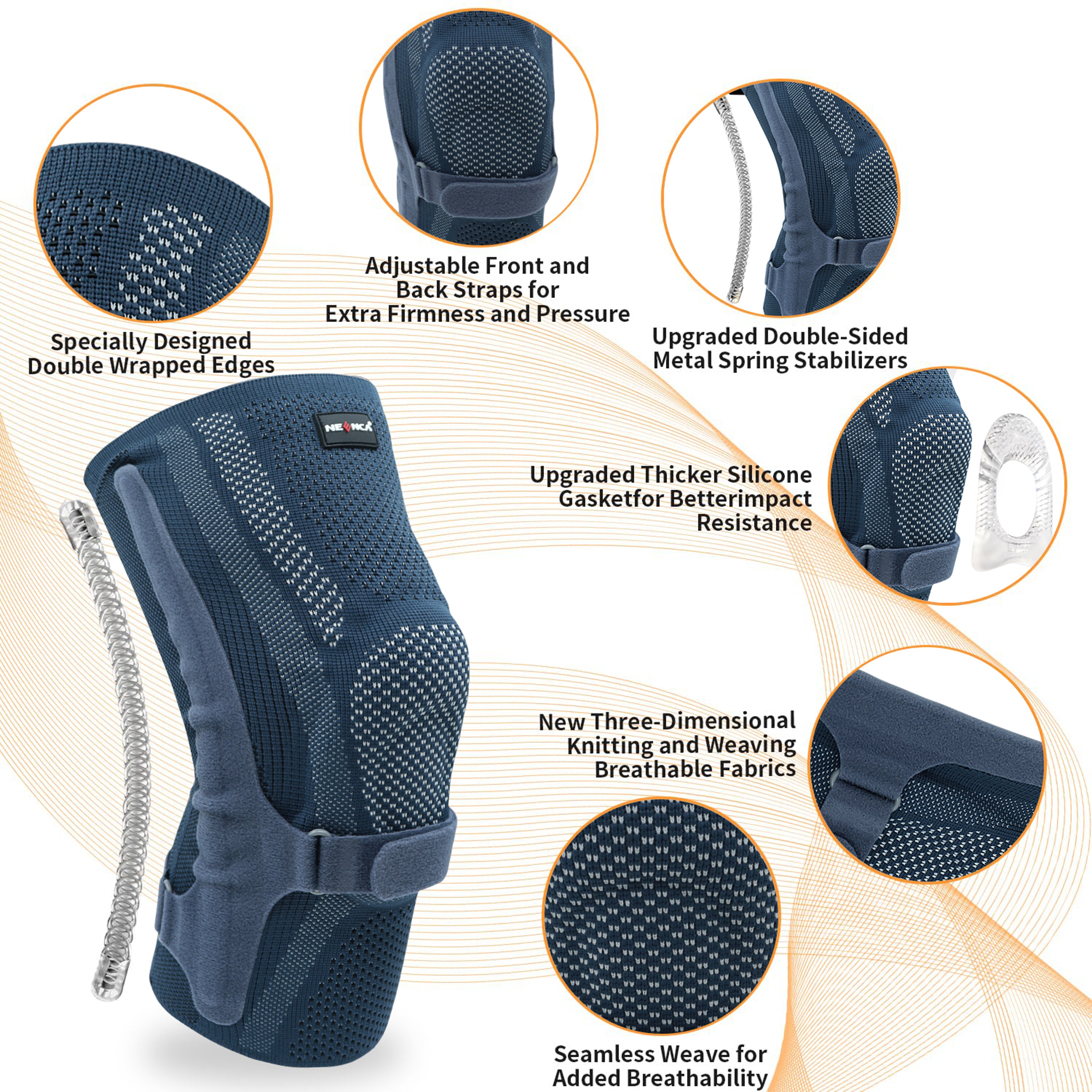 Running Sports Knee Brace with Patella Pad & Side Stabilizers, ACL/PCL Knee Compression Sleeve Support for Women and Men – view 6