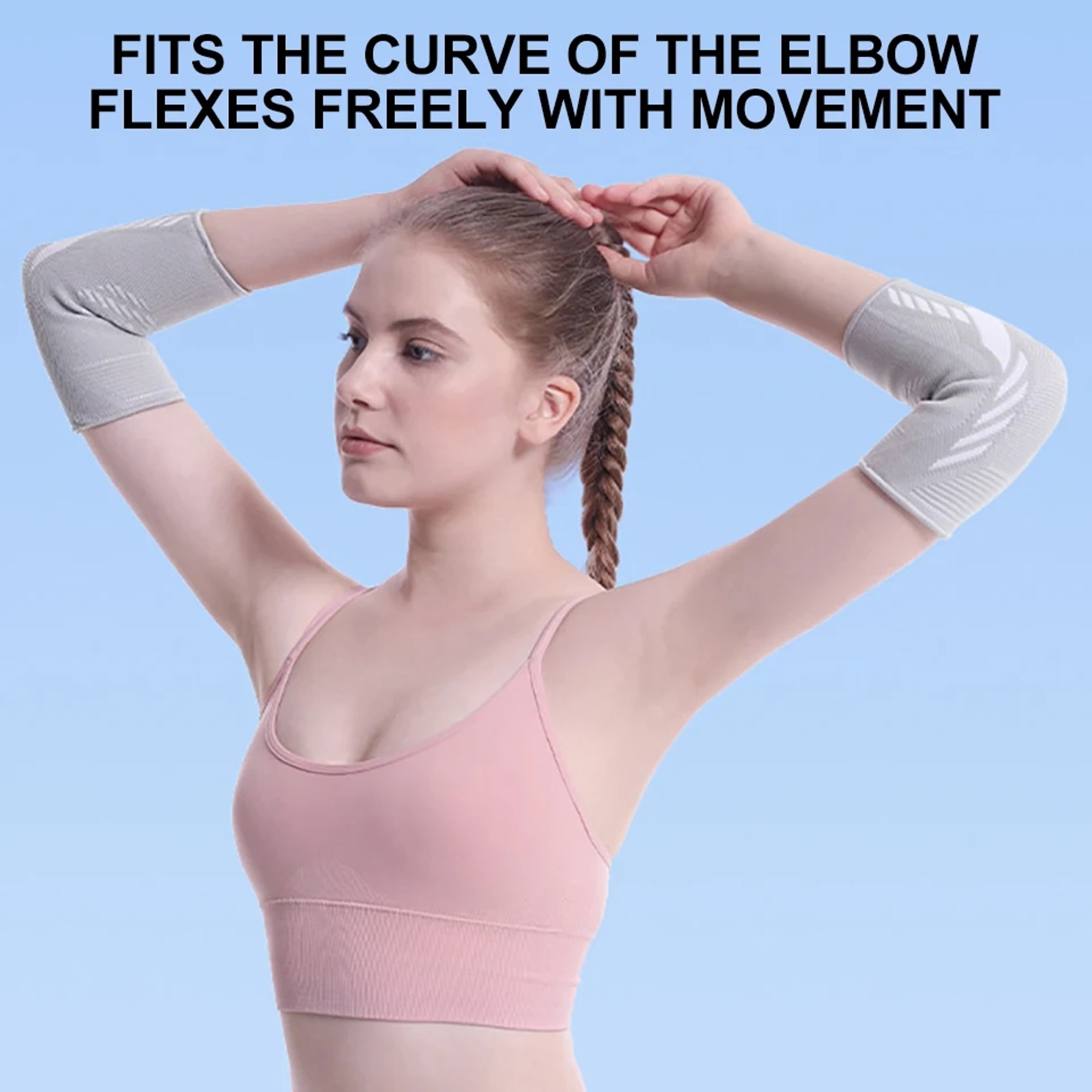 Sweat-Absorbent Arm Sleeve Elbow Brace, Elastic Elbow Protective Pad for Volleyball Basketball – view 3