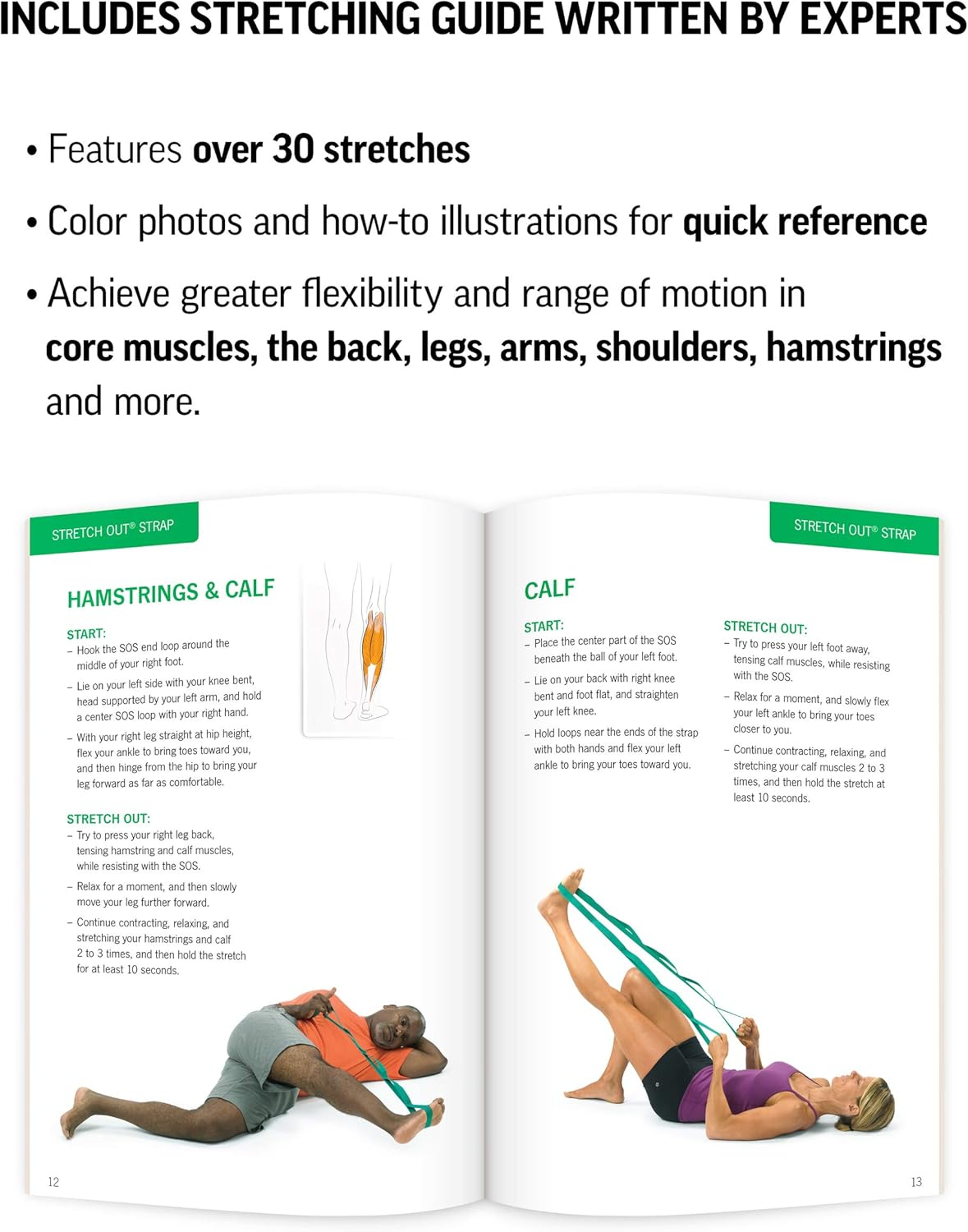 Yoga Stretching Strap USA Made Top Choice, Stretch Out Strap with Exercise Book, Physical Therapy Stretch Straps – view 5