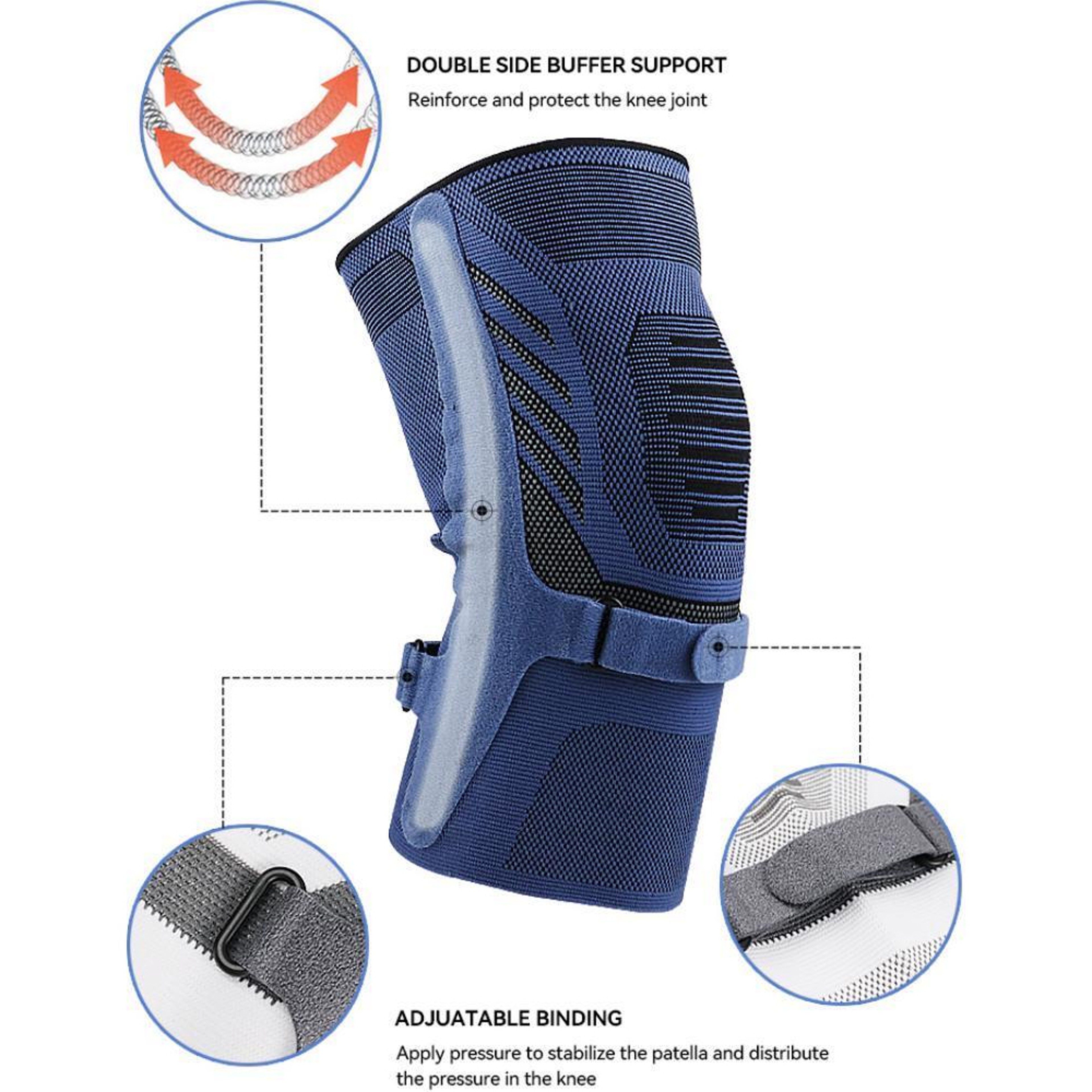 Patella Tendon Strap Kneepad, Knee Compression Sleeve for Knee Pain, Knee Support Brace with Side Stabilizers – view 2