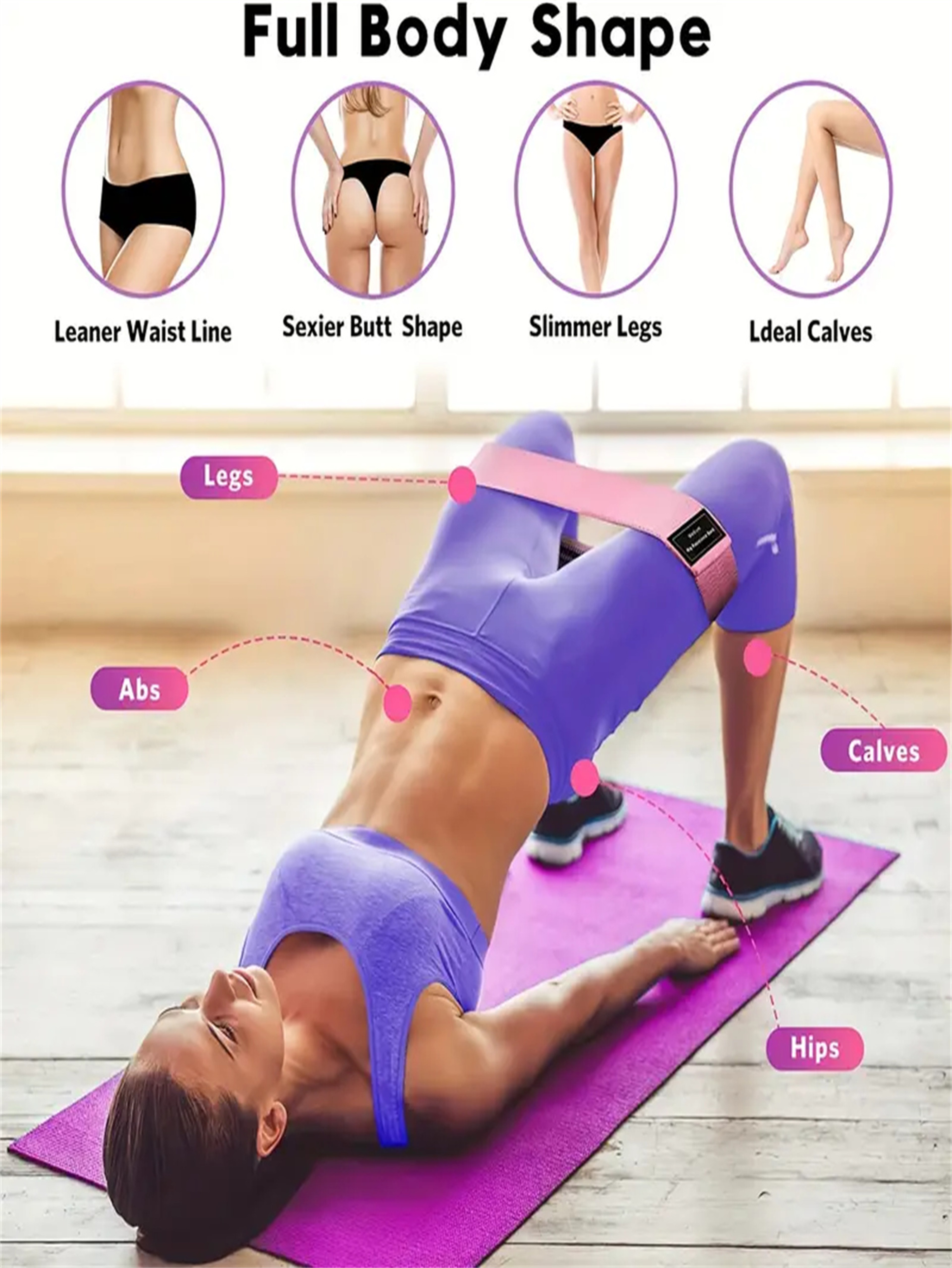 Yoga Elastic Resistance Bands, Pilates, Band For Booty Legs Workout, Exercise Stretch Flex – view 4