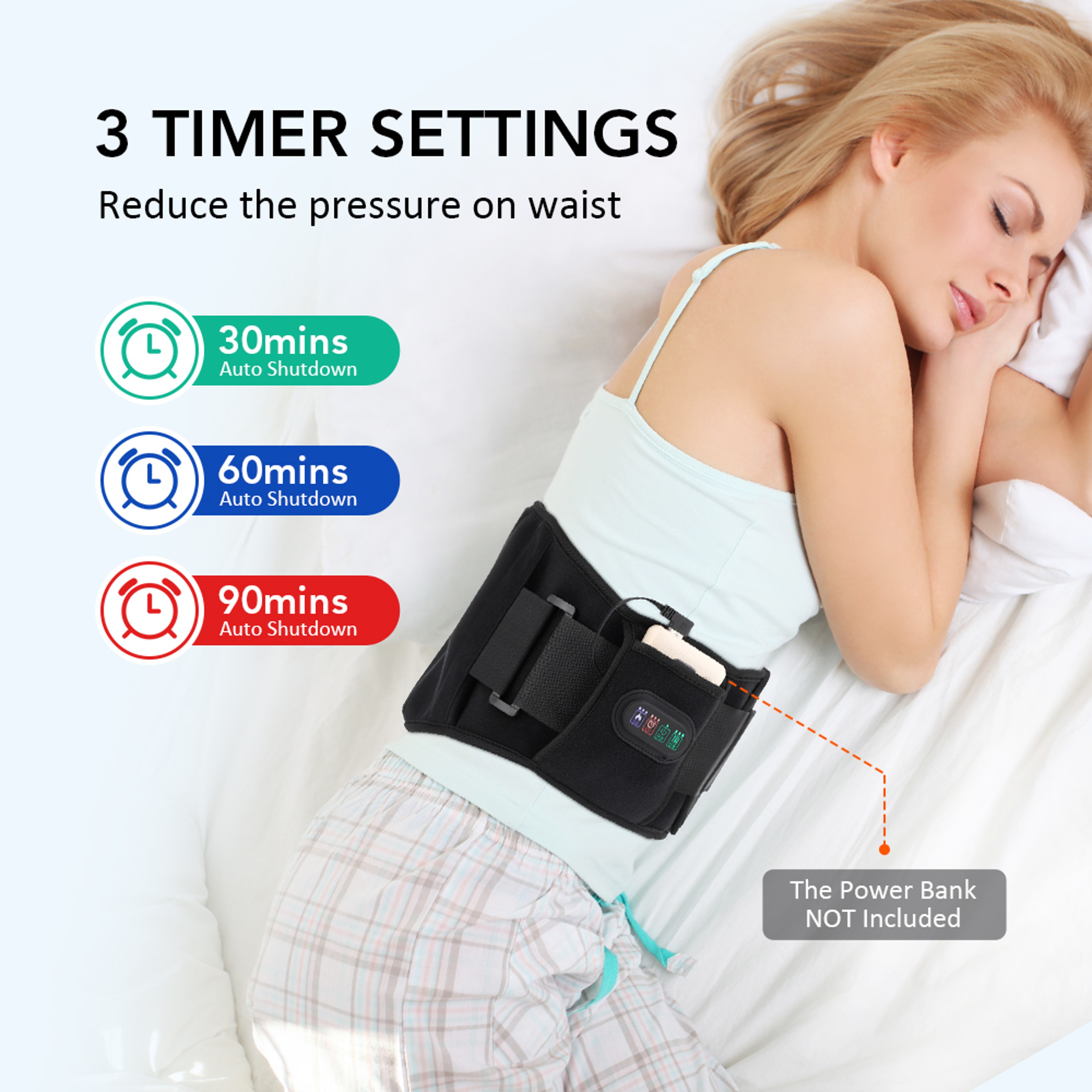 Back Support Belt 3 Levels Red Light Heat Electric Heating Waist Massager With Vibration Hot Compre 3