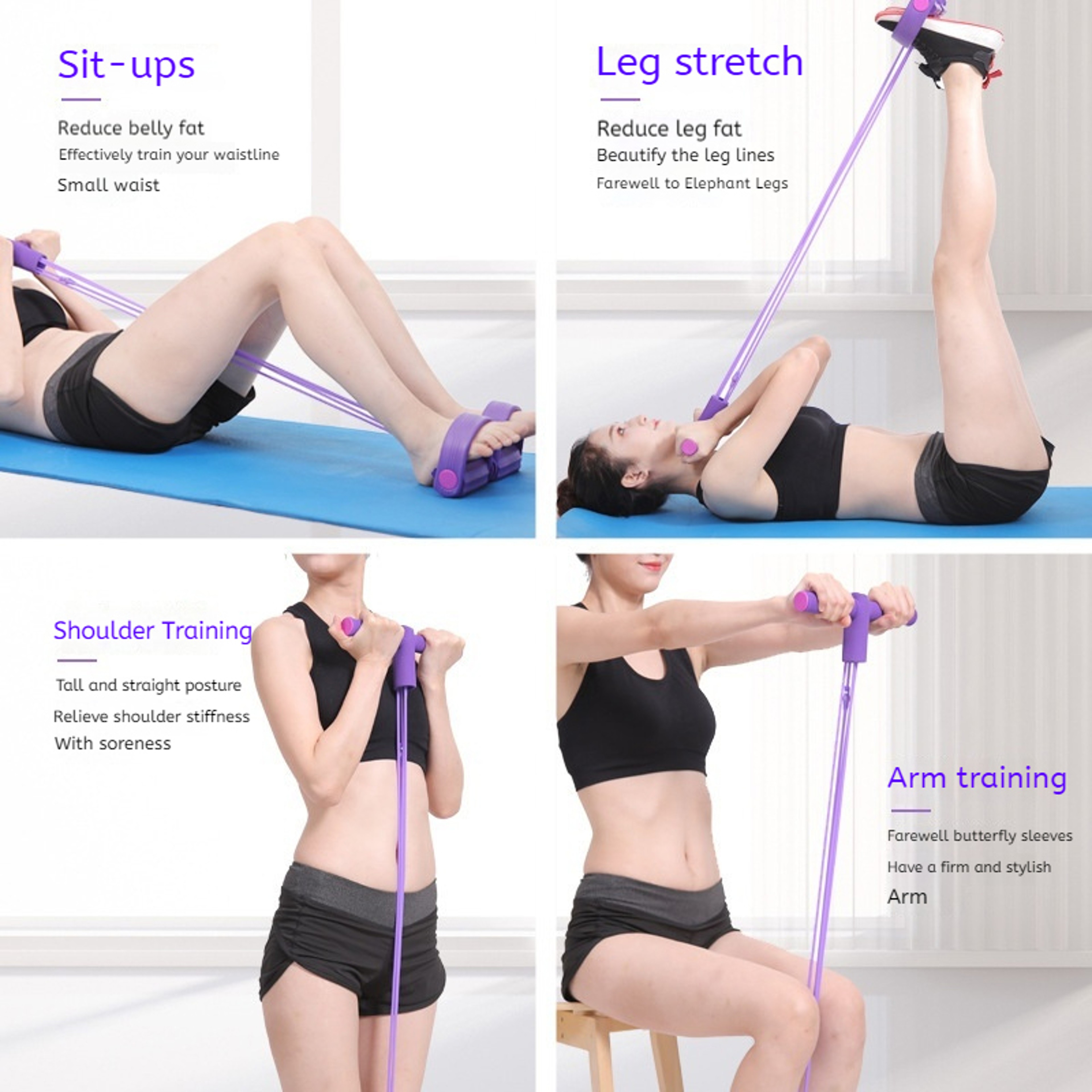 Multi Function 6-Tube Resistance Band, 6-Tube Elastic Yoga Pedal Puller, Tension Rope Fitness Bands for Sports Exercises – view 3