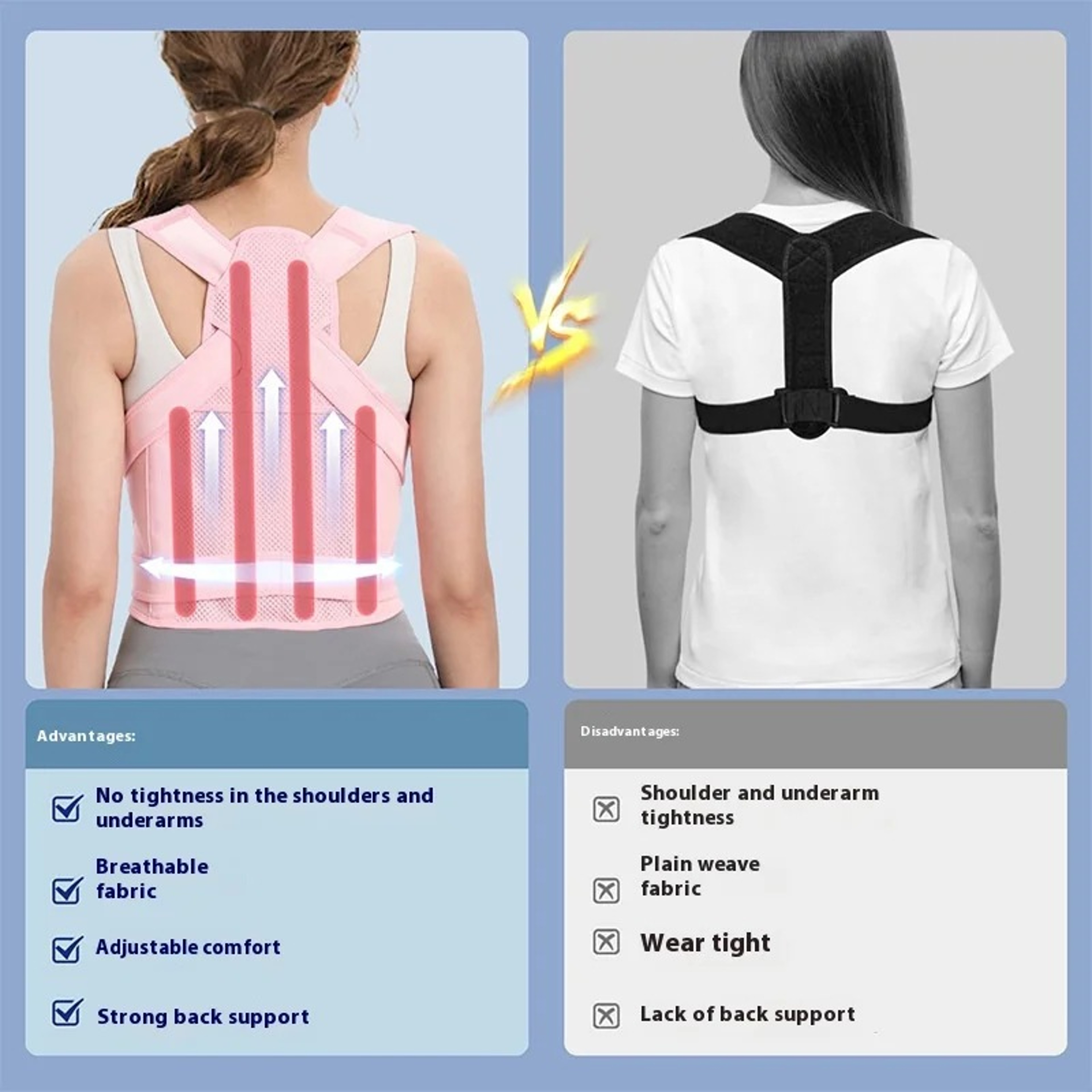 Adjustable Lightweight Back Brace, Posture Corrector for Women and Men, Straightener for Hunchback Scoliosis – view 6