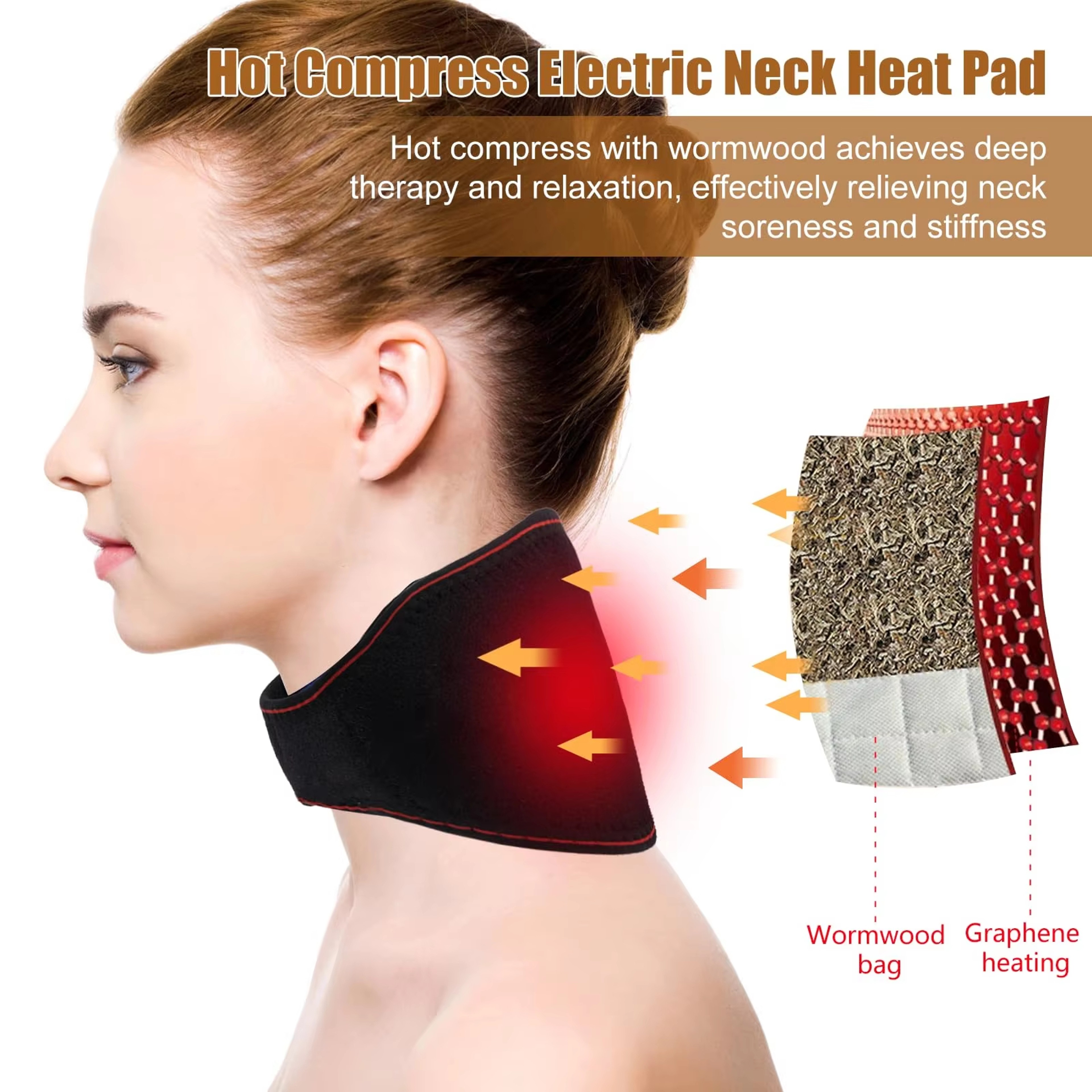 USB Heated Neck Brace, Electric Neck Heating Pad Hot Compress for Soreness Relief & Neck Therapys – view 2