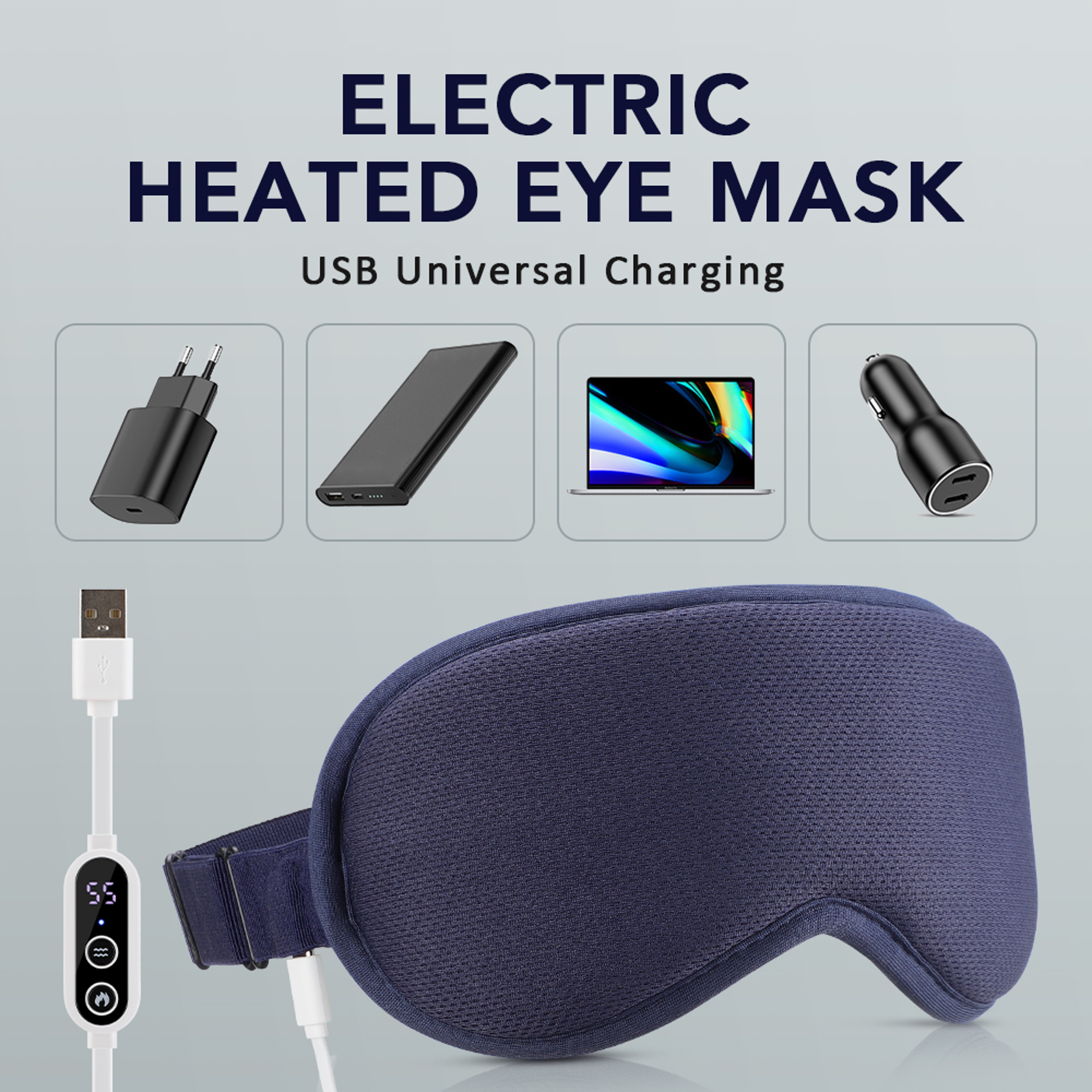 Vibration Heated Eye Mask USB Charging, Relieve Eye Fatigue Warm Sleep Shade, Dry Eyes Massage Eye Mask for Home Office – view 6