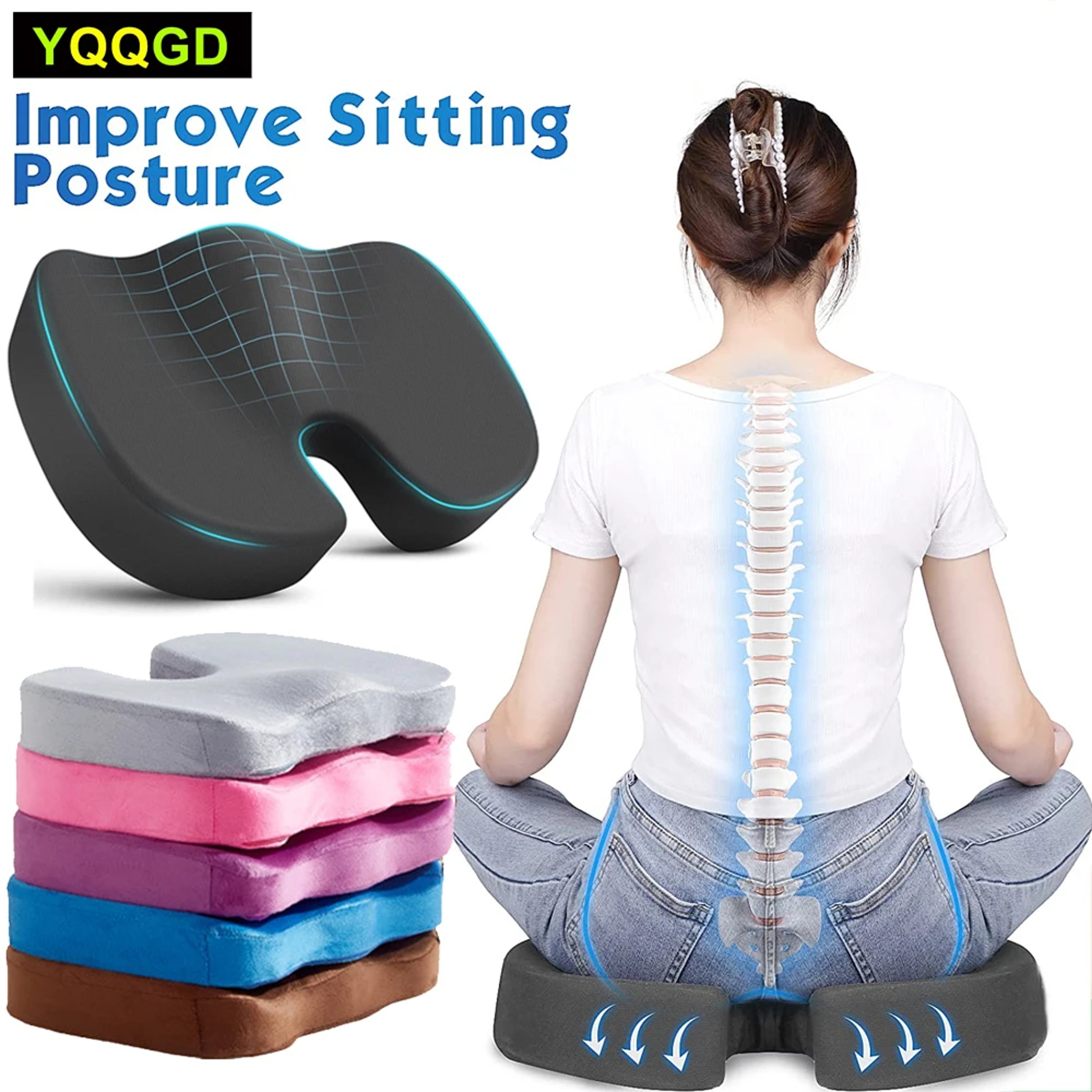 Coccyx Orthopedic Memory Foam U Seat, Office Chair Cushion, Massage Cushion Pad for Car & Chair – view 1
