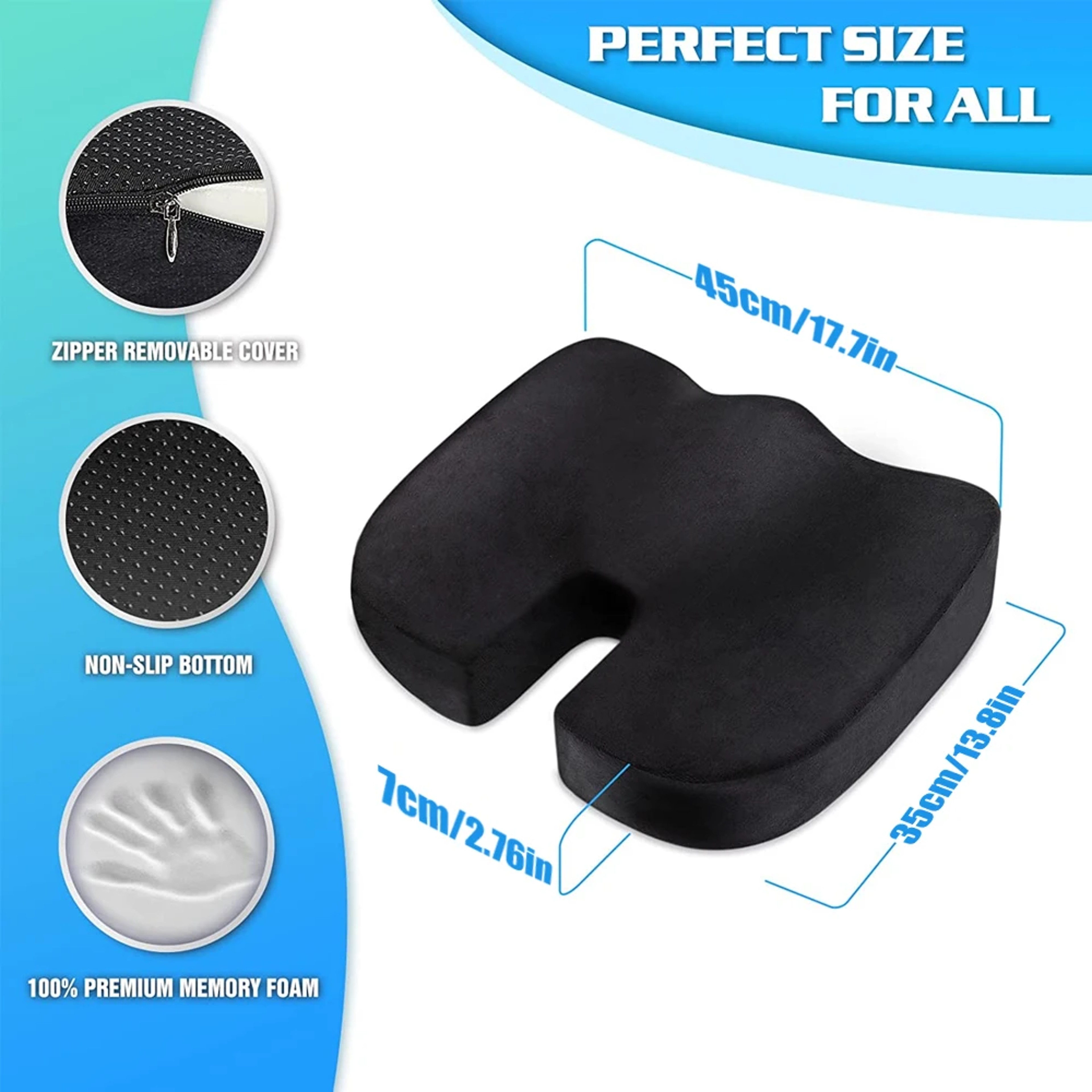 Coccyx Orthopedic Memory Foam U Seat, Office Chair Cushion, Massage Cushion Pad for Car & Chair – view 2