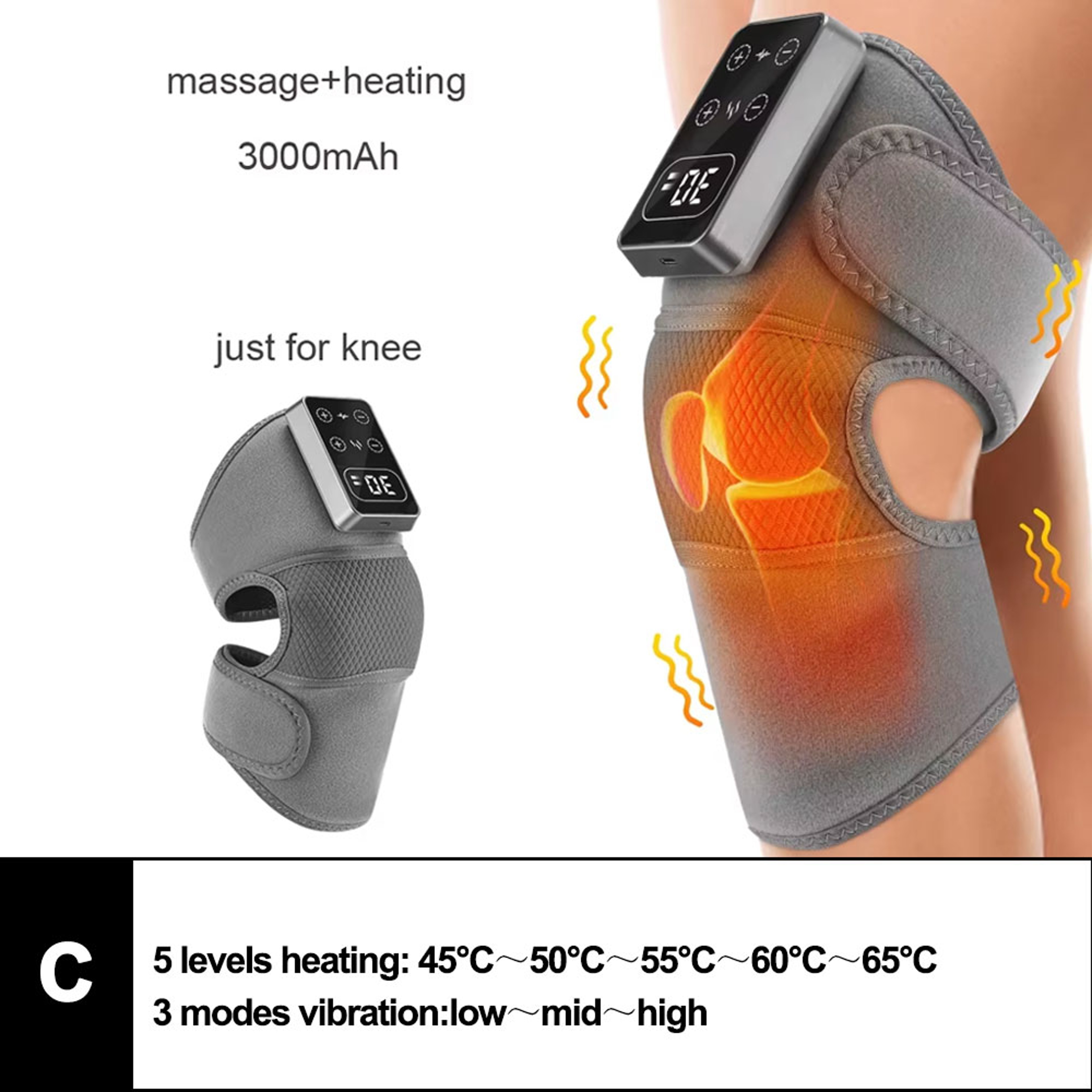 3 in 1 Massager for Shoulder Elbow Hot Compress, Electric Heated Vibration Knee Massage Pad Muscle Relaxation Thermal – view 7