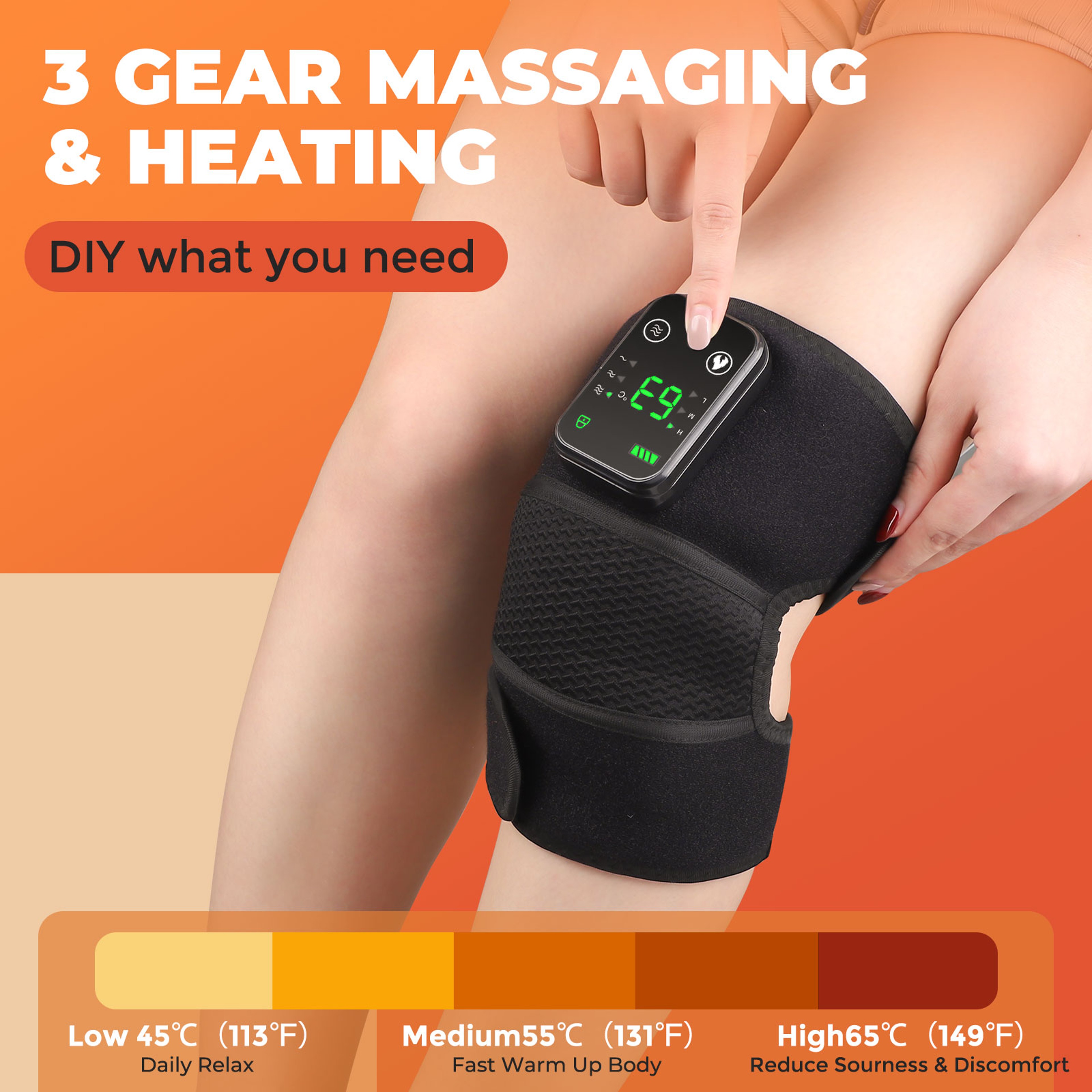 3 in 1 Massager for Shoulder Elbow Hot Compress, Electric Heated Vibration Knee Massage Pad Muscle Relaxation Thermal – view 3