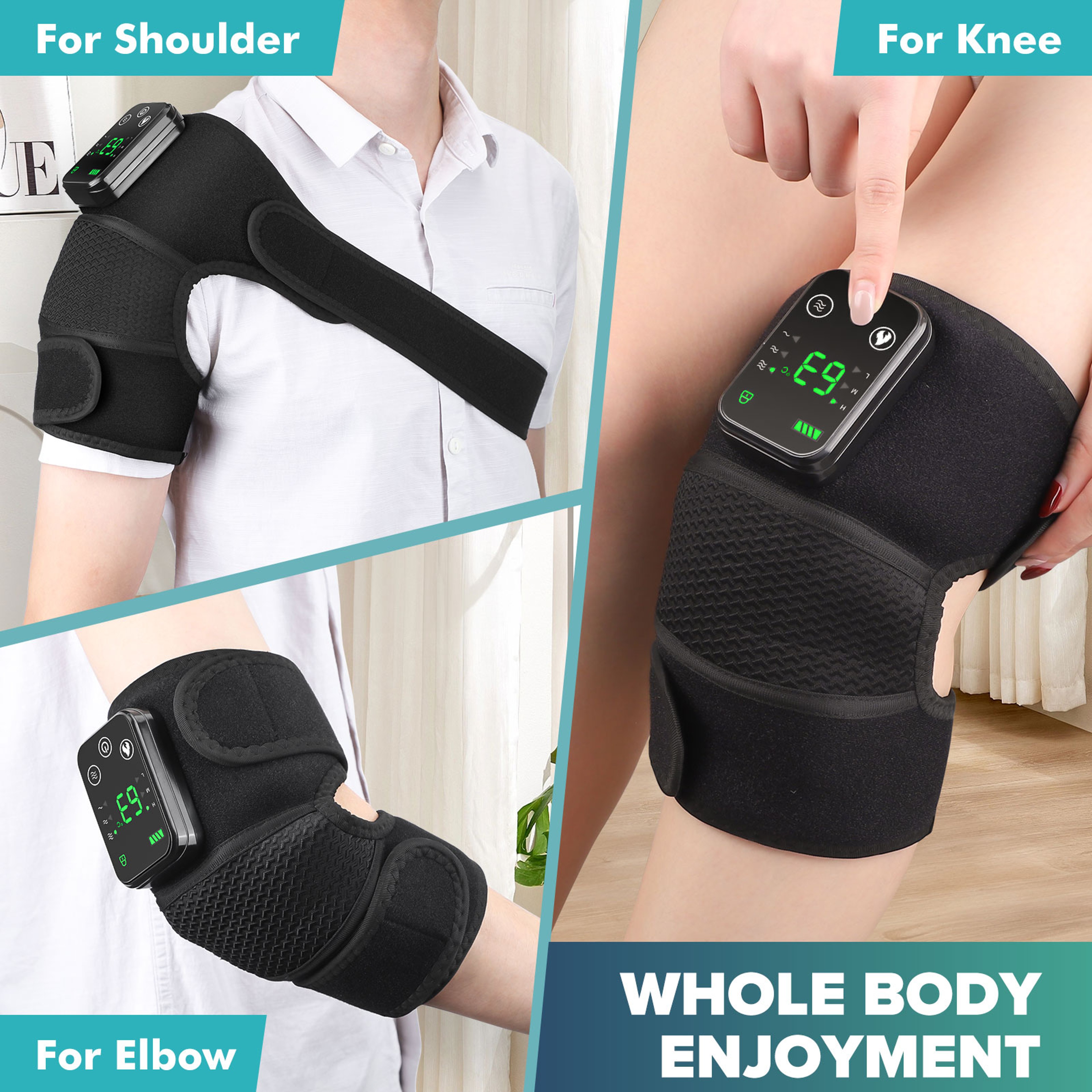 Blood Circulation Health Care, Warm Knee Shoulder Elbow Massager, Motorcycle Knee Pads Brace – view 3