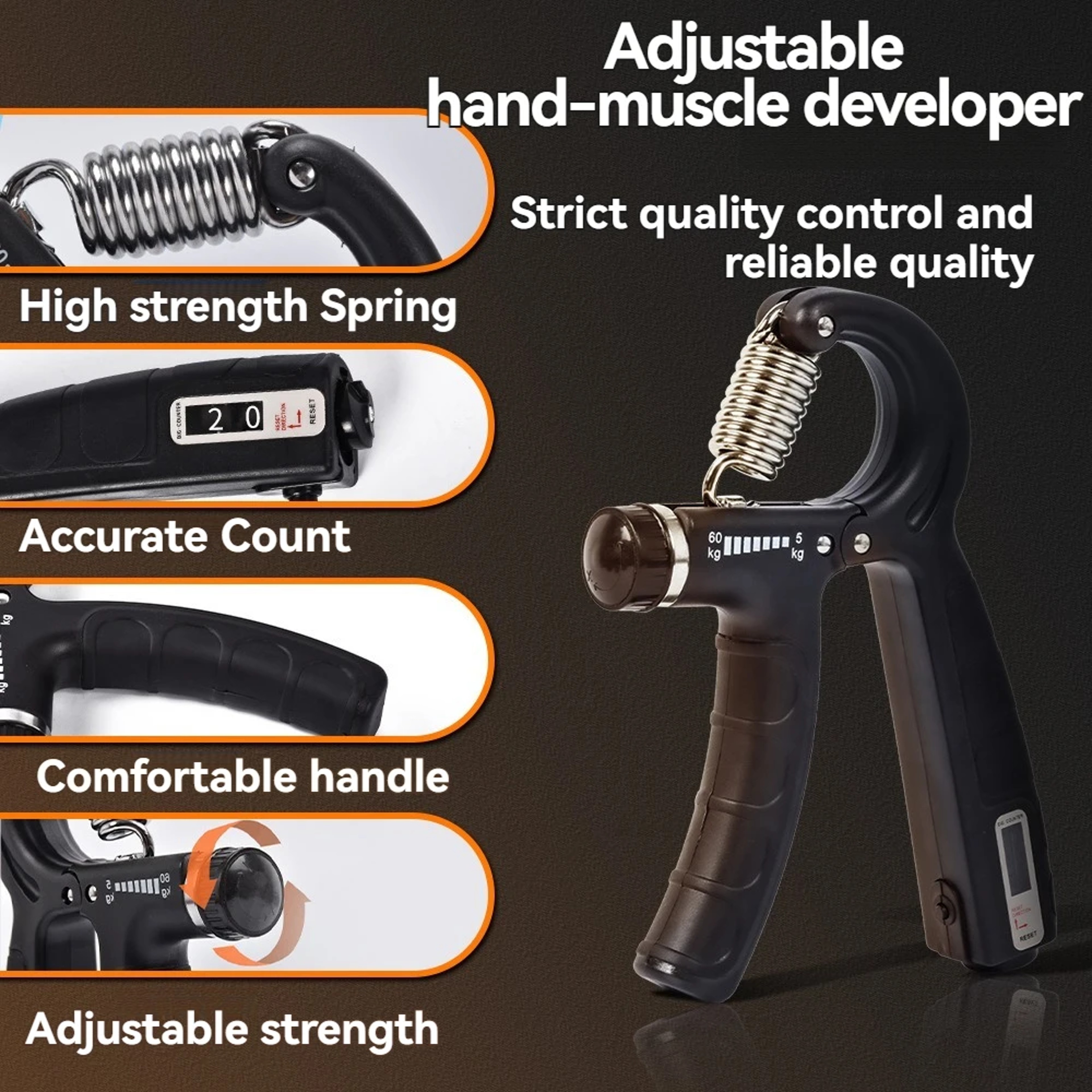 Wrist Forearm And Hand Exerciser Full Set With Counter, 5-60kg Adjustable Hand Grip Strength Trainer For Stronger Grip – view 2