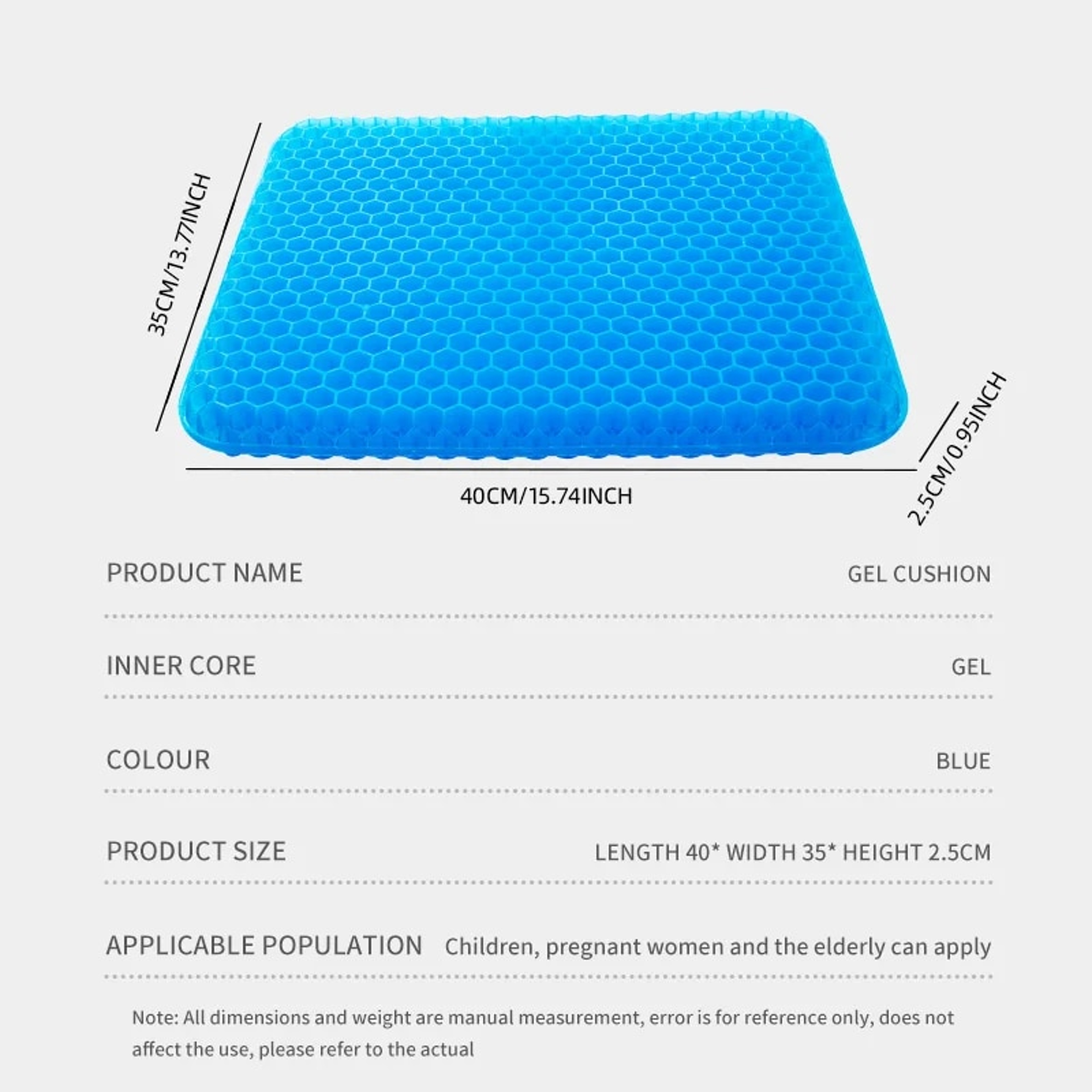 Summer Breathable Honeycomb Gel Seat Cushion, Relieves Tailbone Pain Back Pressure, for Home Office Wheelchair Car Seats – view 2