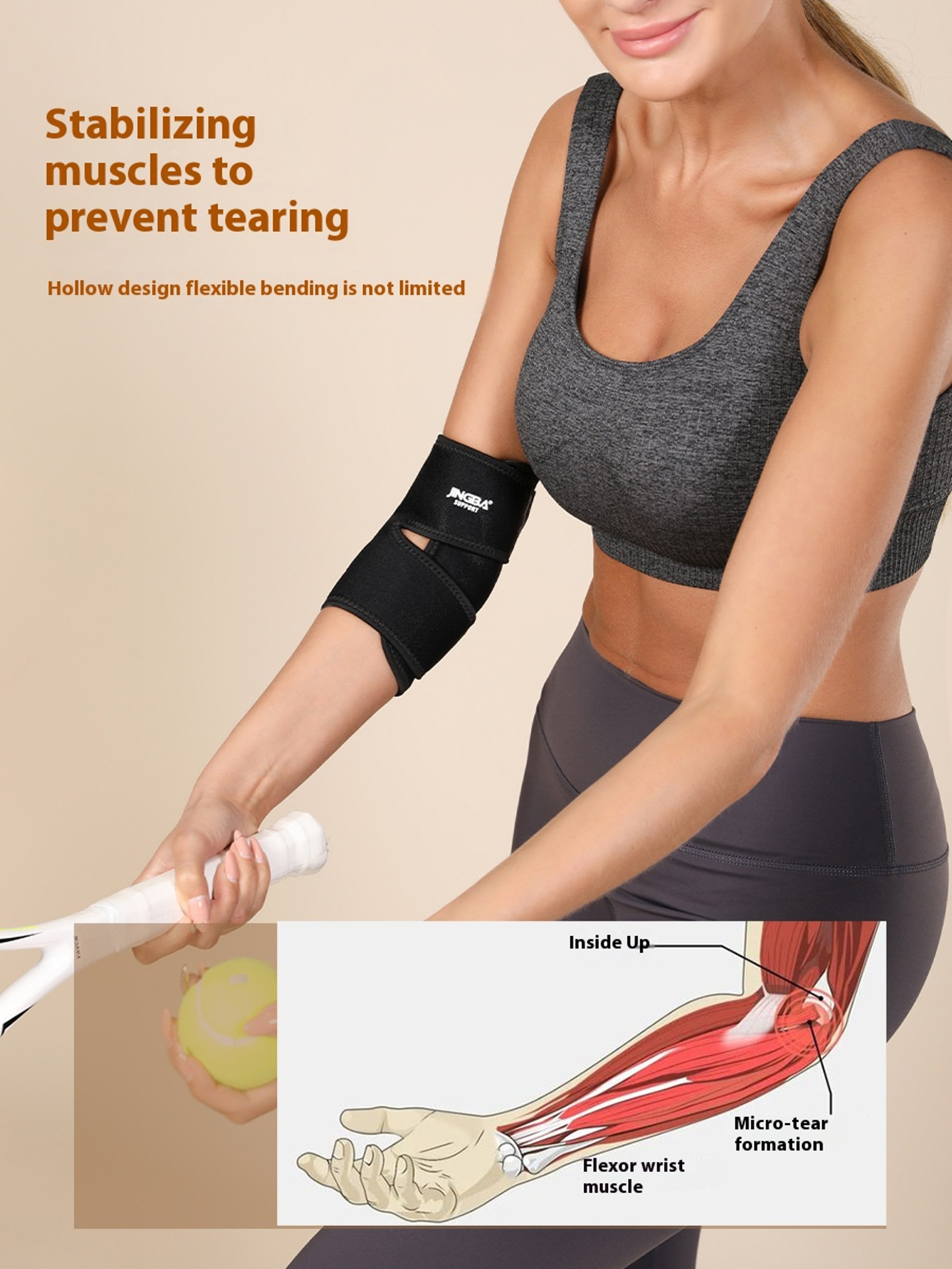 Adjustable Pressure Protector, Sports Elbow Protector, Adult Athletic, Outdoor Badminton Tennis – view 3