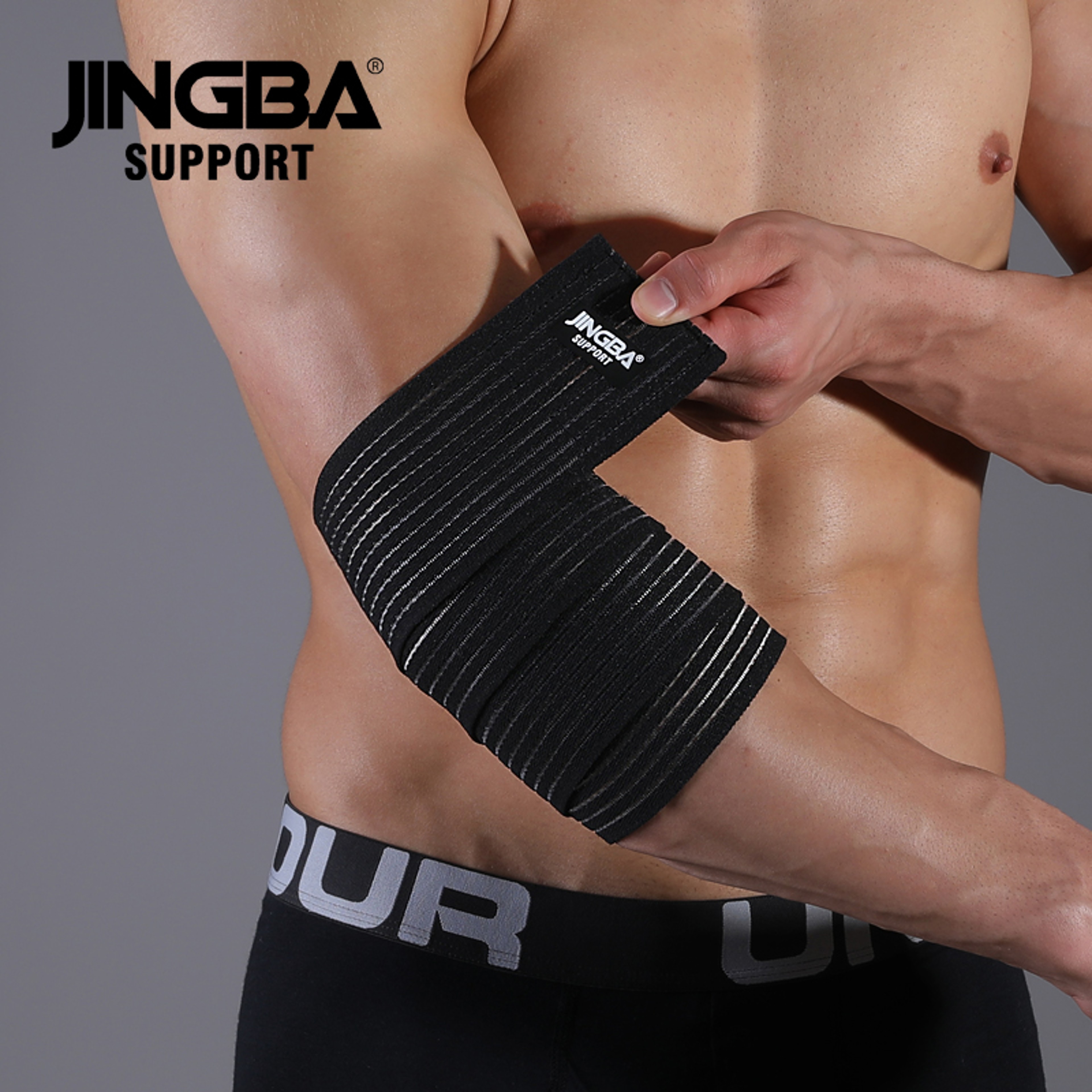 Fitness Bodybuilding Training Support Elbow Pads, Adjustable Elbow Protector with Elastic Straps for Weightlifting – view 1