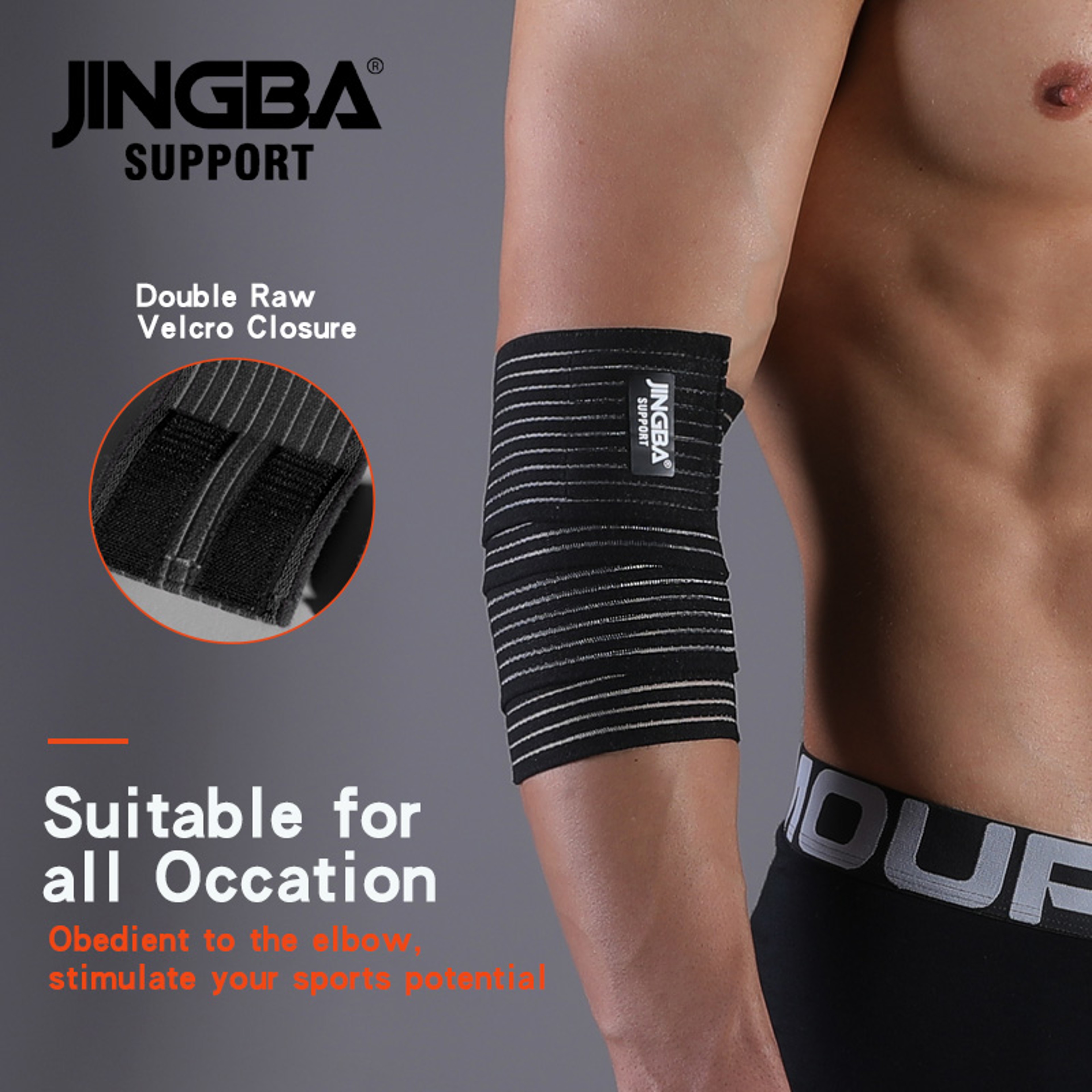 Fitness Bodybuilding Training Support Elbow Pads, Adjustable Elbow Protector with Elastic Straps for Weightlifting – view 4