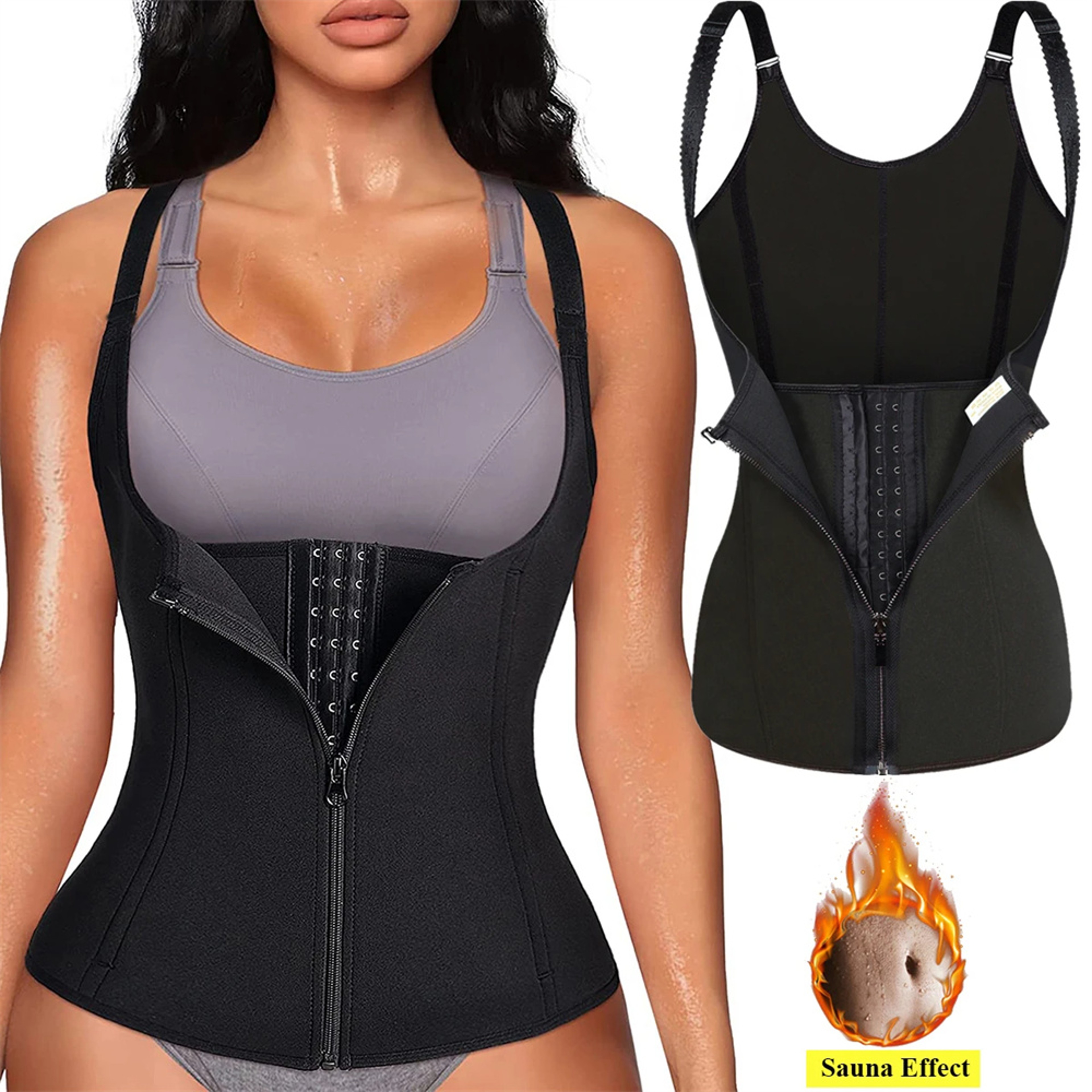 Body Shaper Sleeveless Top Tummy Control, Waist Trainer Tank Top For Women With Zipper, Activewear Underwear – view 1
