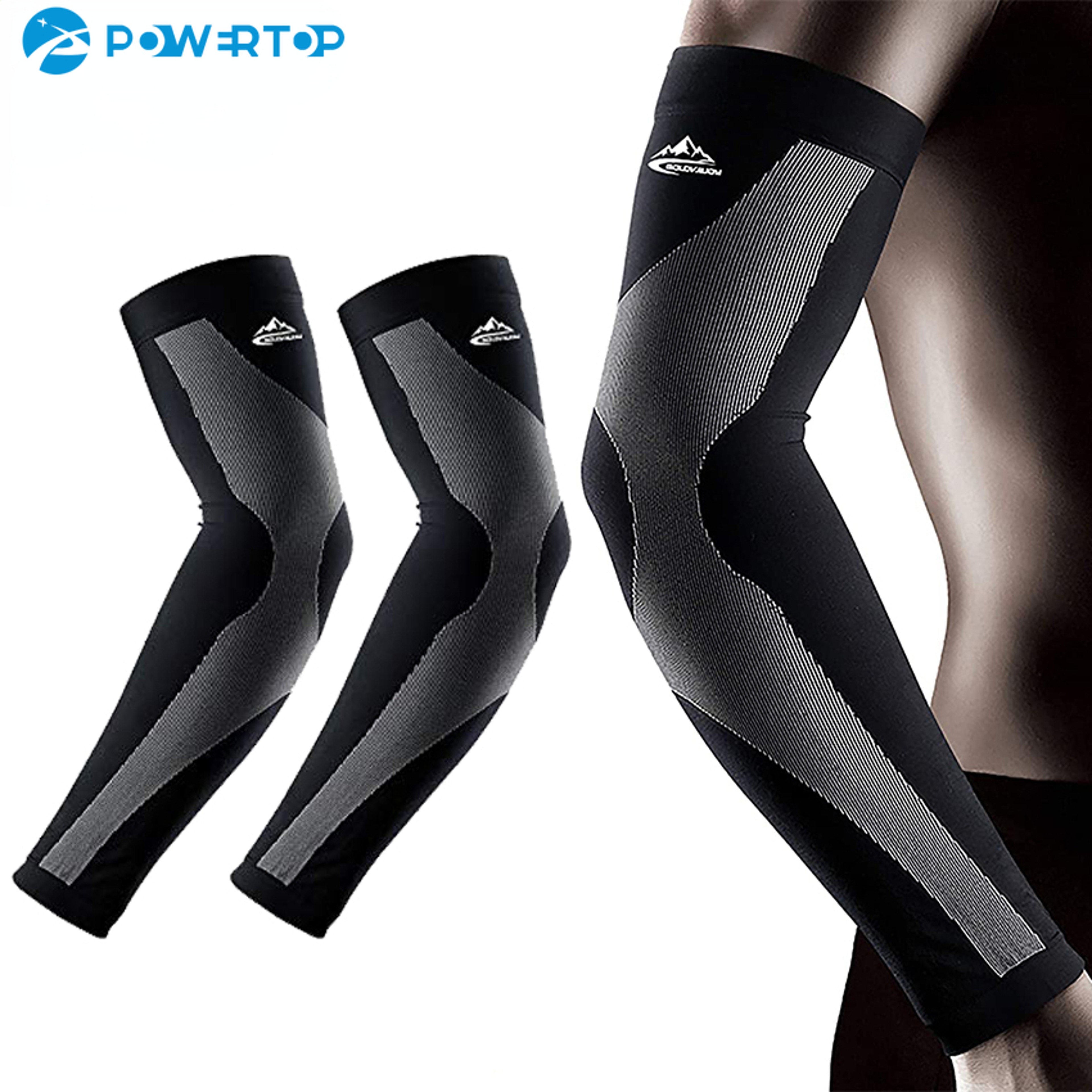 1Pair Compression Arm Sleeves, Ice Silk Sun Protection, Unisex Cycling Sleeves Against Sun Hands – view 1
