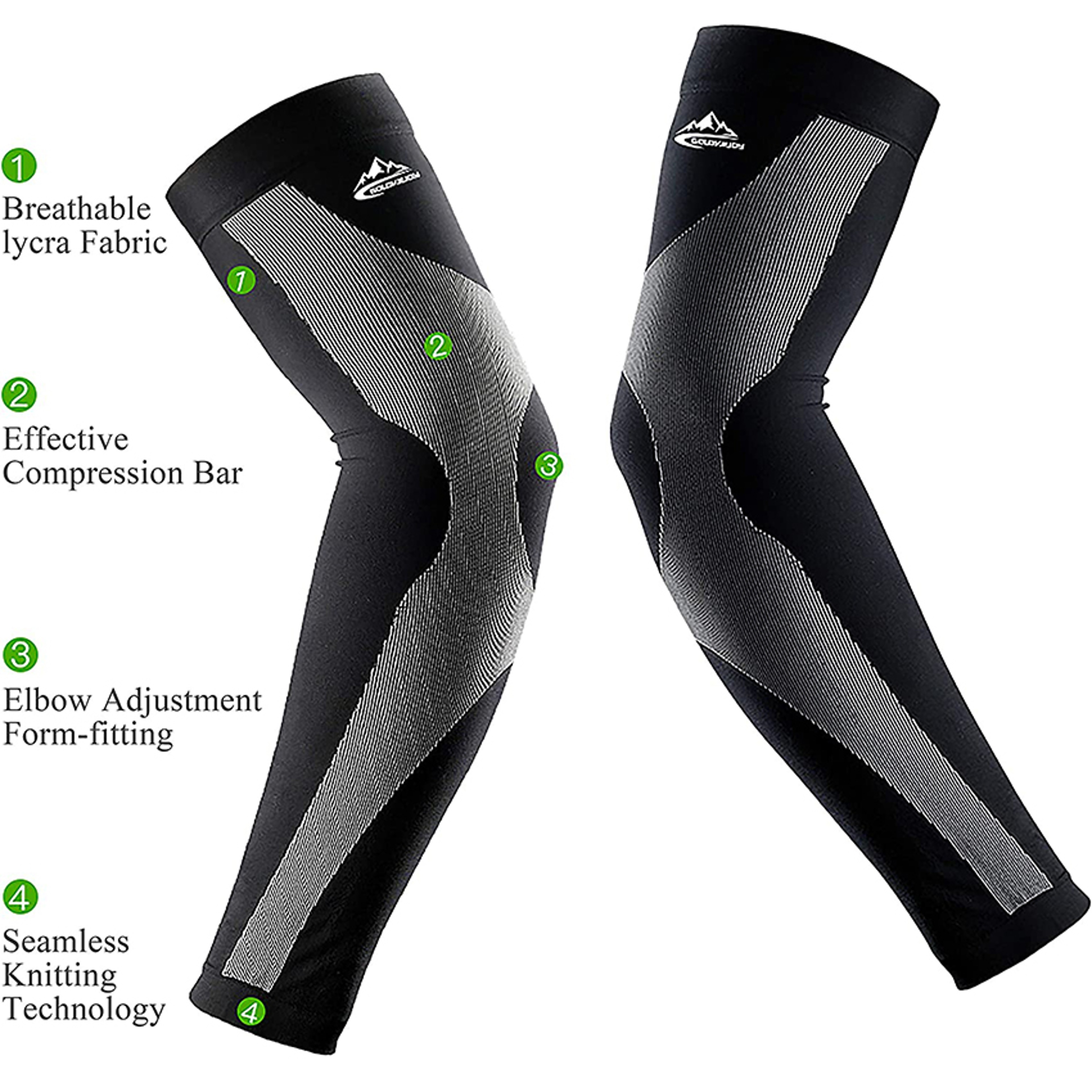 1Pair Compression Arm Sleeves, Ice Silk Sun Protection, Unisex Cycling Sleeves Against Sun Hands – view 2
