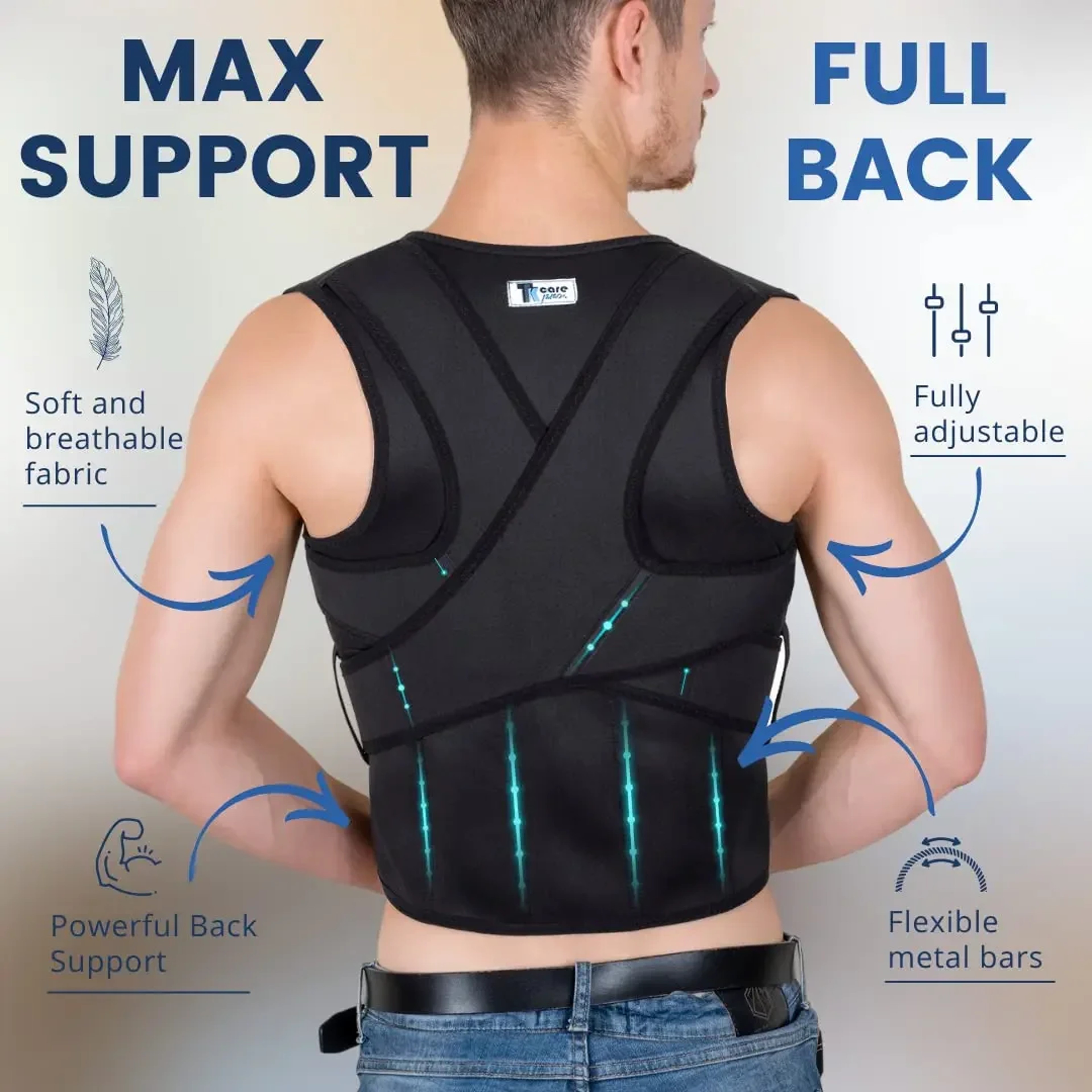 Back Lumbar Shoulder Posture Support Back Brace Posture Corrector For Men Women Pain Relief Muscle  2