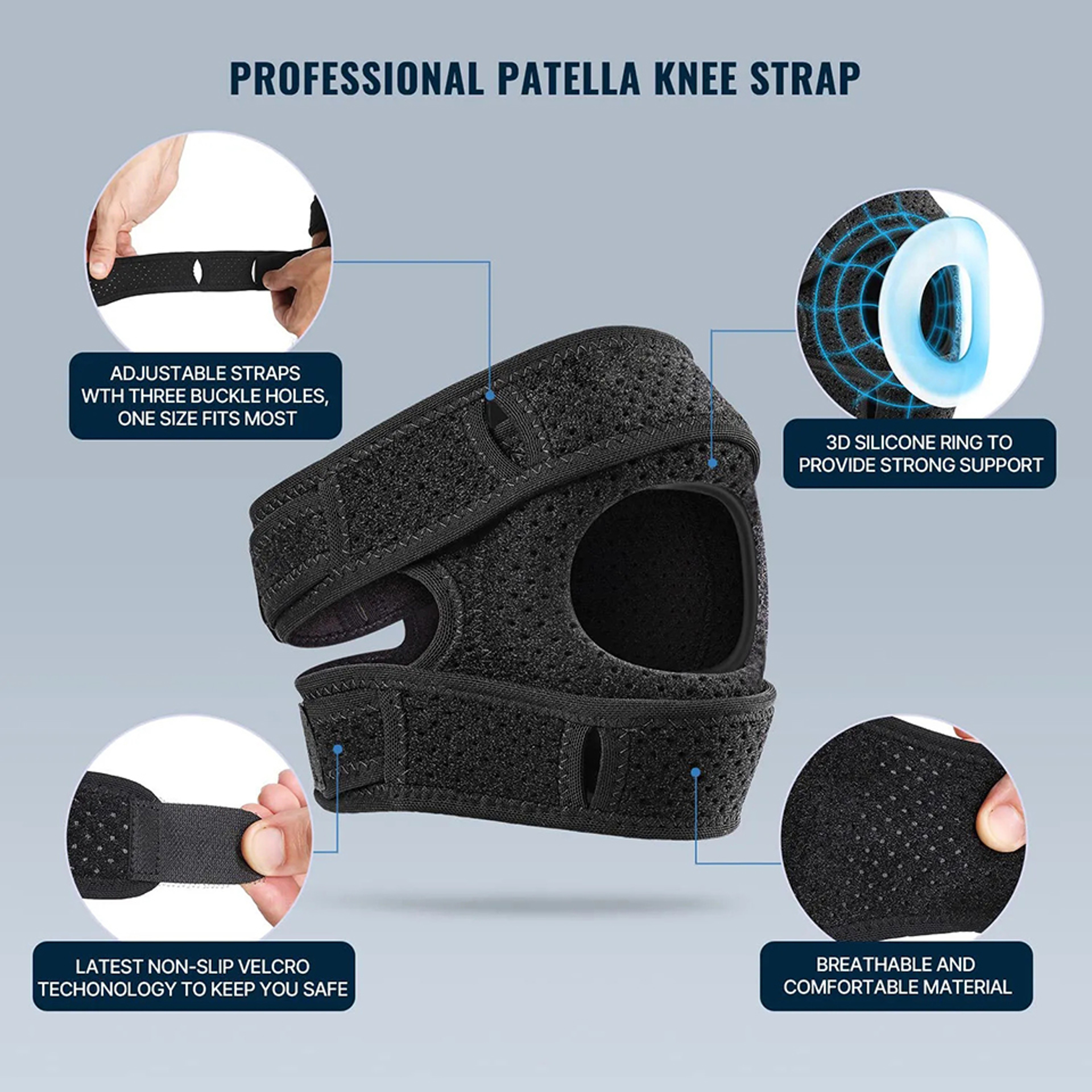 Knee Compression Sleeve Guard, Patella Brace for Women Men Pain Relief Workout Support – view 2