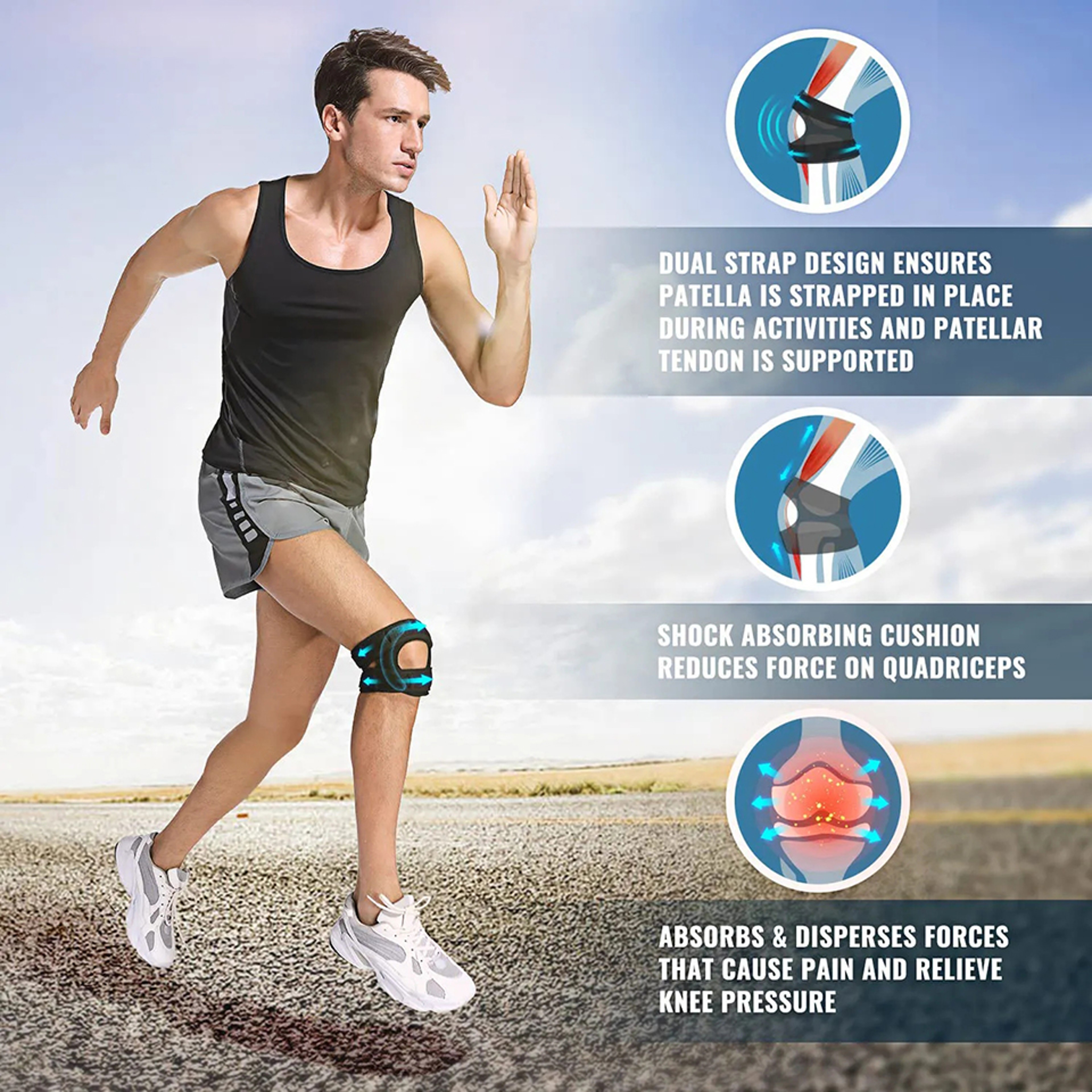 Knee Compression Sleeve Guard, Patella Brace for Women Men Pain Relief Workout Support – view 6