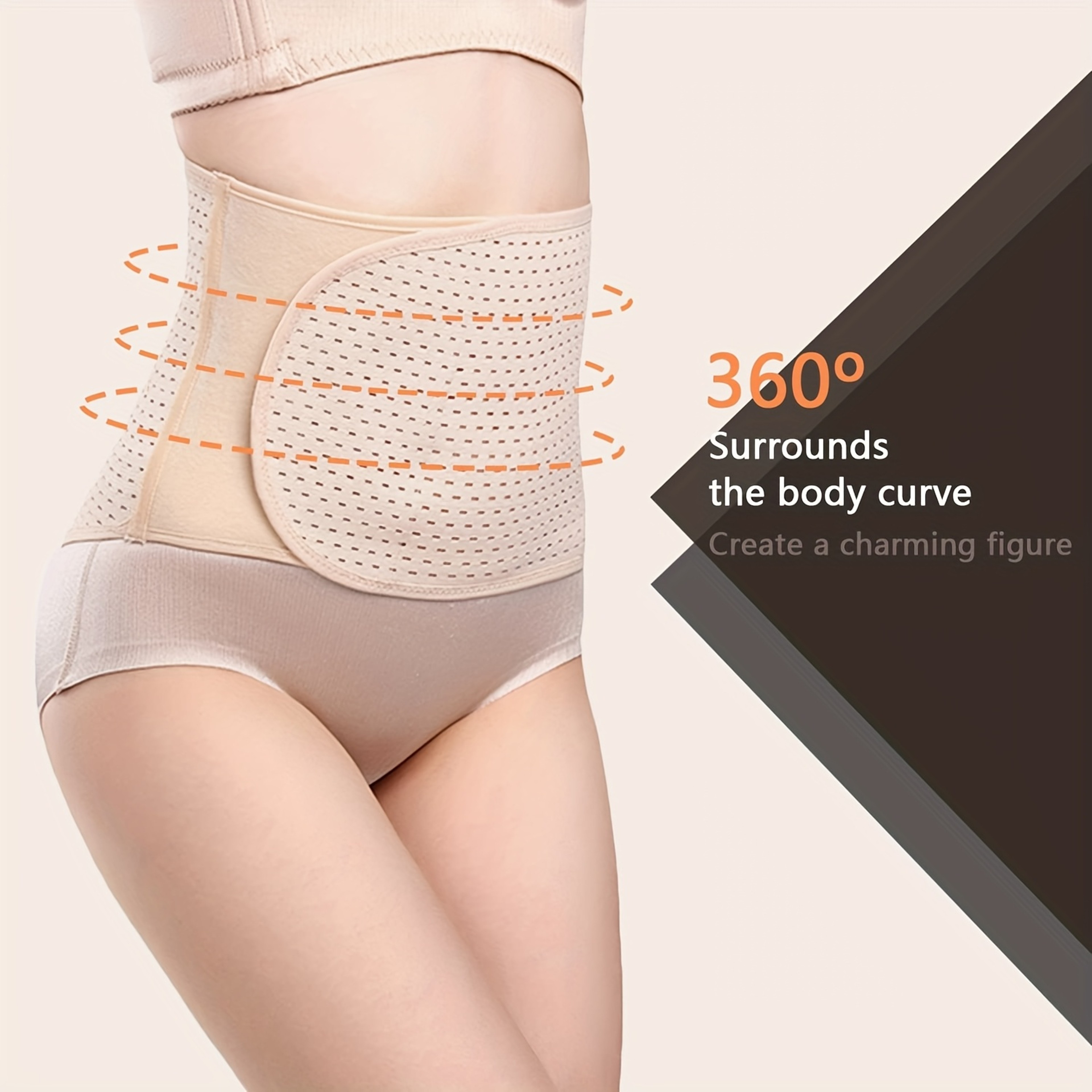 Black Polyester Abdominal Shaping Belt, Adjustable Breathable Lumbar Support Belt, Targeted Compression Pads Lower Back – view 4