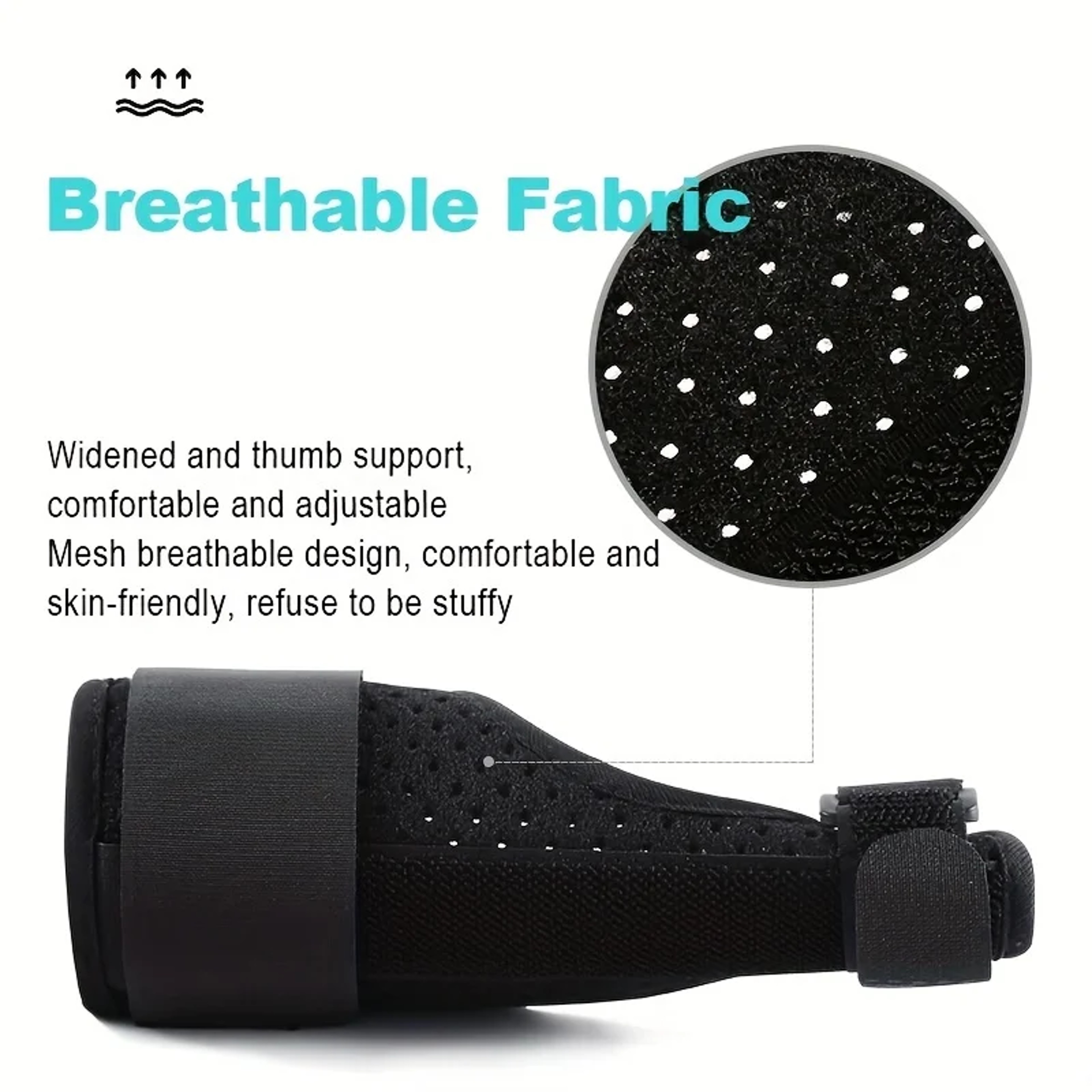 Lightweight Adjustable Thumb and Wrist Brace with Detachable Aluminum Splint for Men Women Breathable Support – view 5