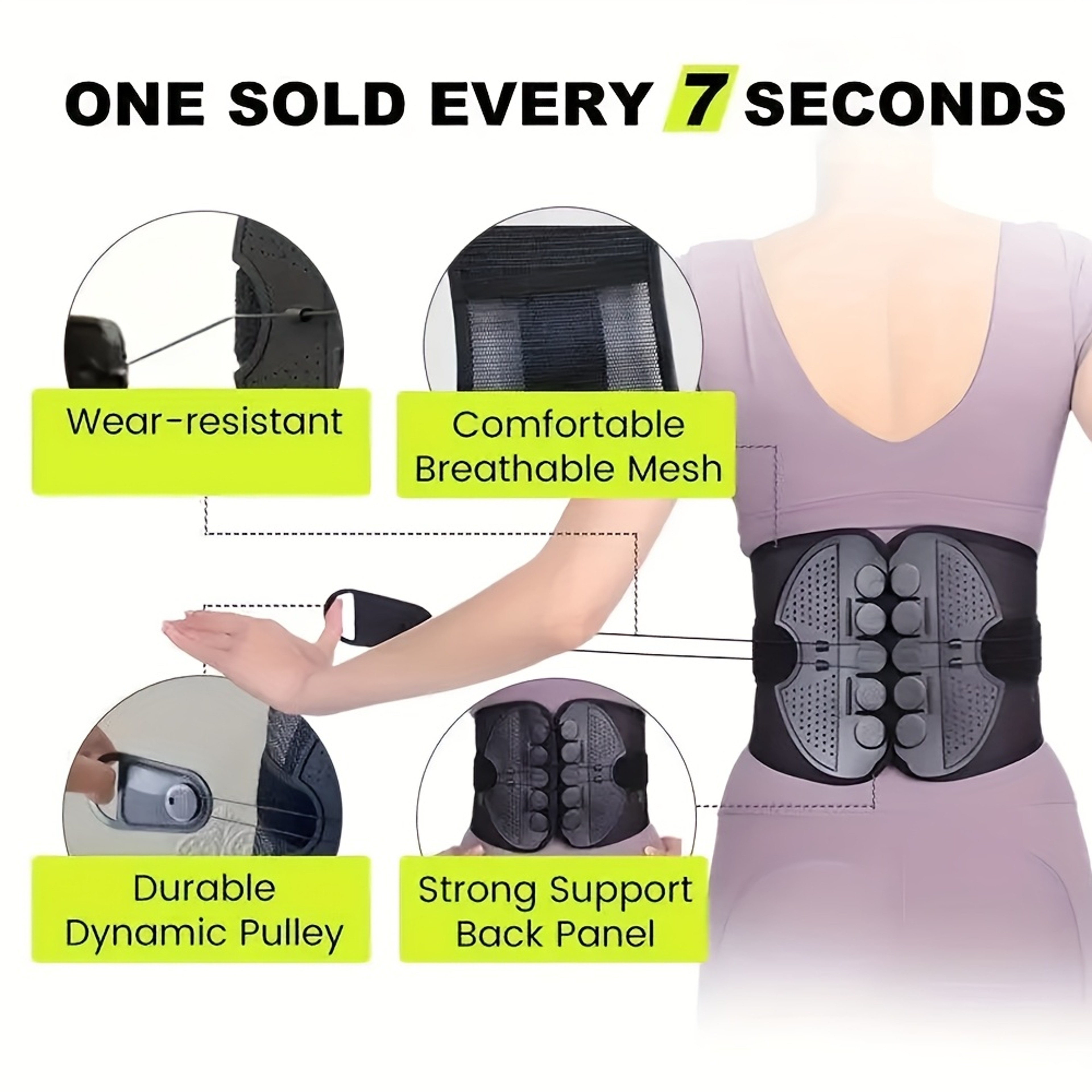 Lumbar Corrector Unisex Belt Comfortable Breathable, Waist Support for Sciatica, Herniated Disc, Fitness Pain Relief – view 4