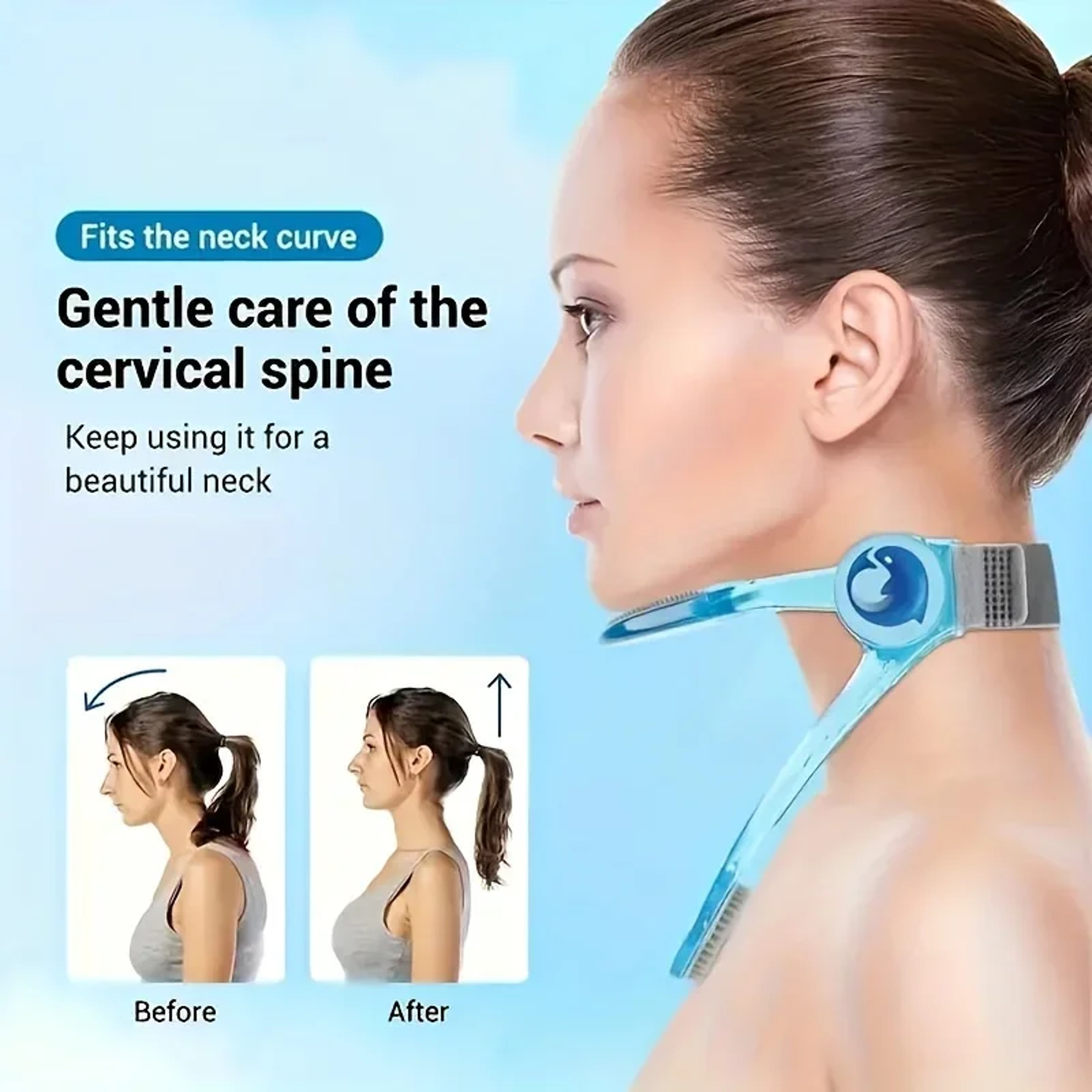 Cervical Support Neck Brace PP Material Adjustable With Elastic Pads Antisagging Straps Improve Pos 0