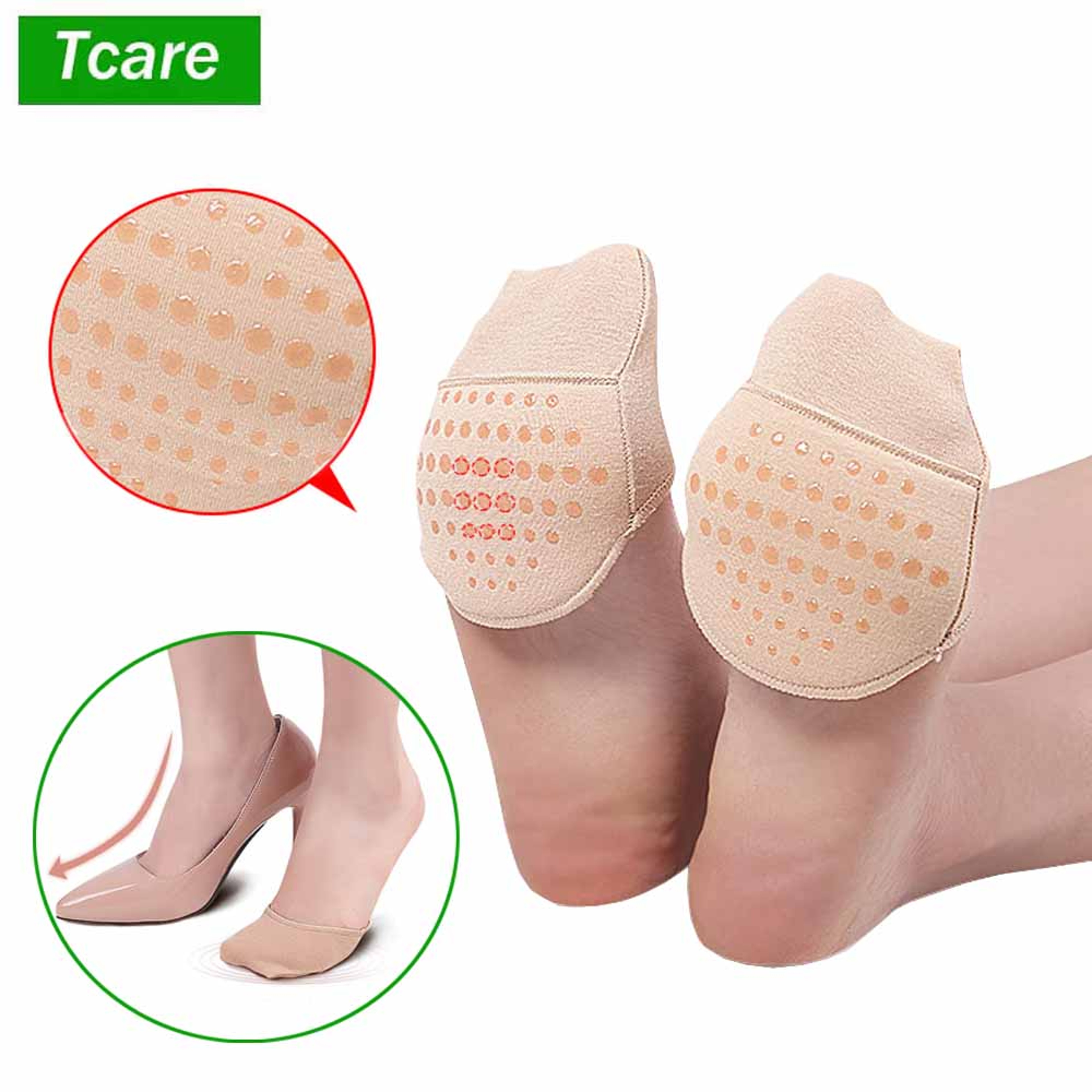 Breathable Toe Topper Liner Socks Pair, Invisible Toe Cover with Padding, Non-Skid Bottom High Heels Cushions – view 1