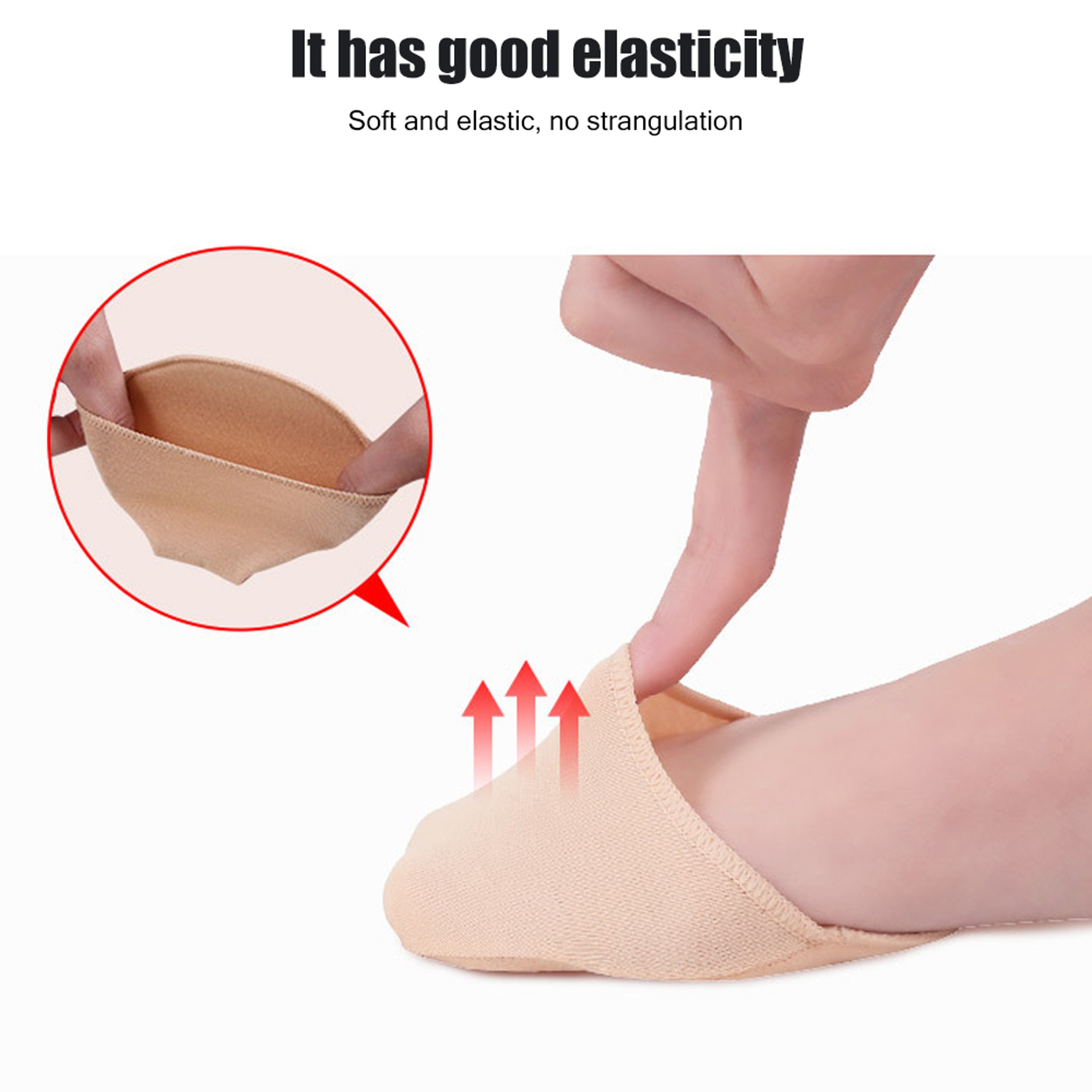 Breathable Toe Topper Liner Socks Pair, Invisible Toe Cover with Padding, Non-Skid Bottom High Heels Cushions – view 3