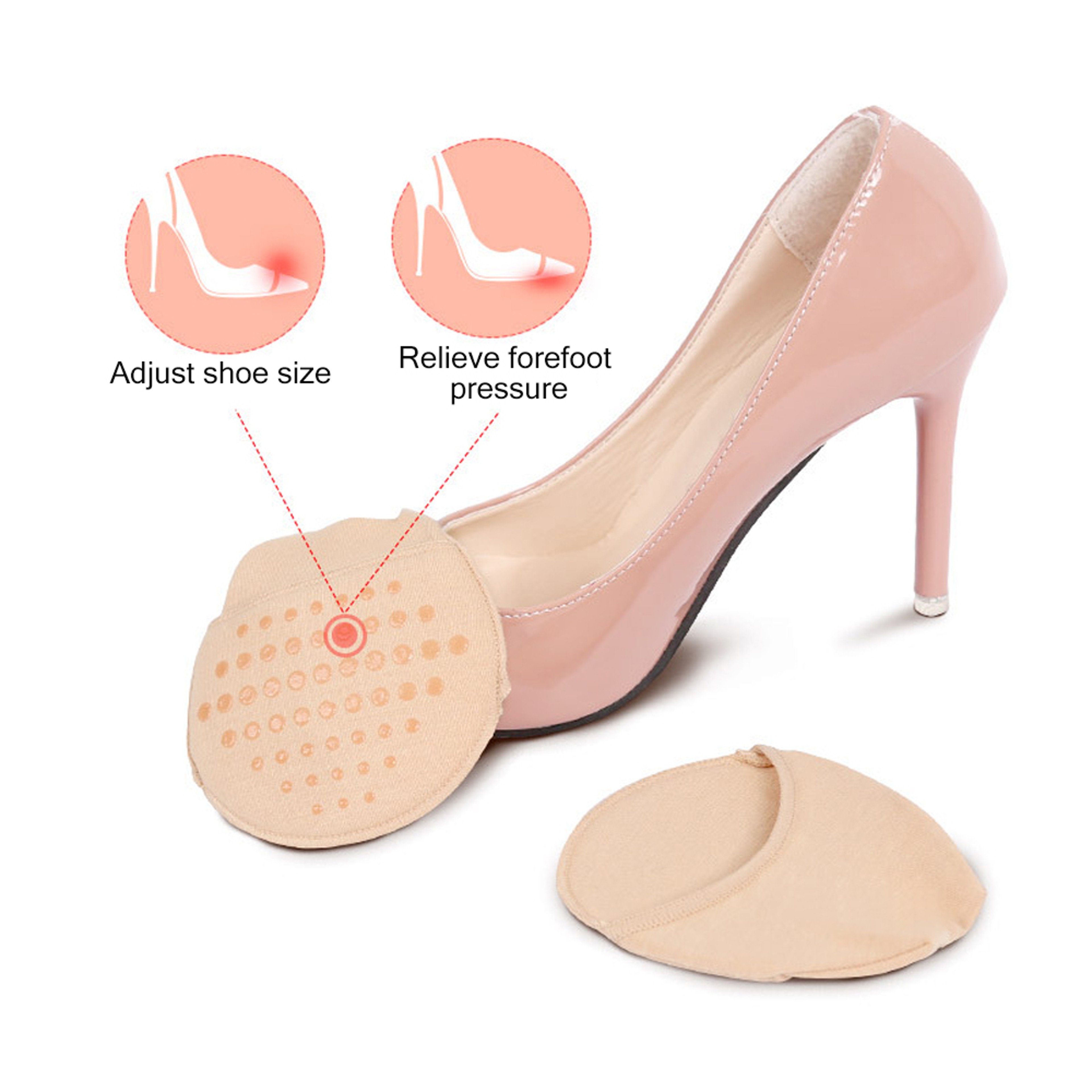 Breathable Toe Topper Liner Socks Pair, Invisible Toe Cover with Padding, Non-Skid Bottom High Heels Cushions – view 5