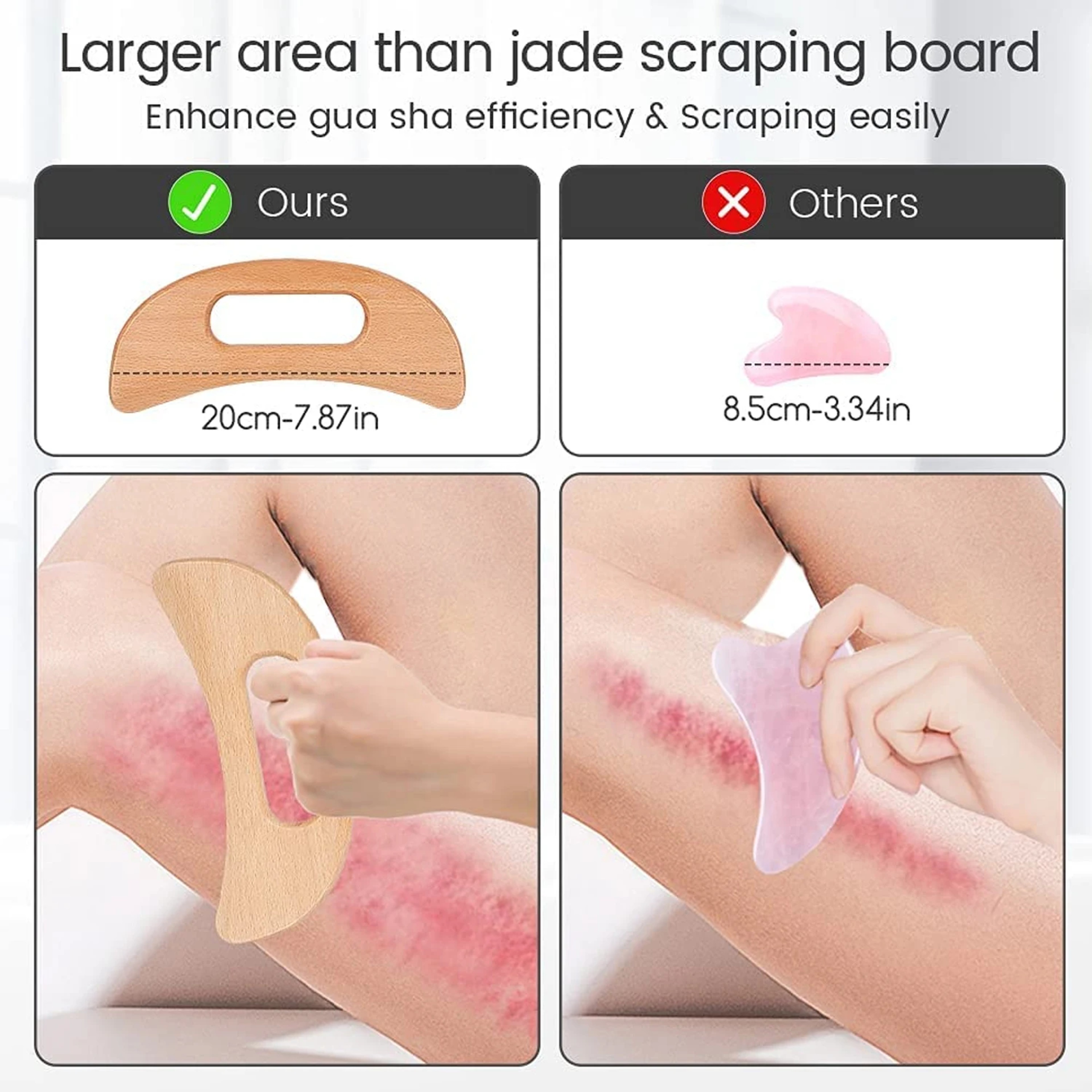 Body Guasha Tool, Wooden Cellulite Massager, Lymphatic Drainage Massager, Back Massage Tool Relieve Muscle Fatigue – view 3