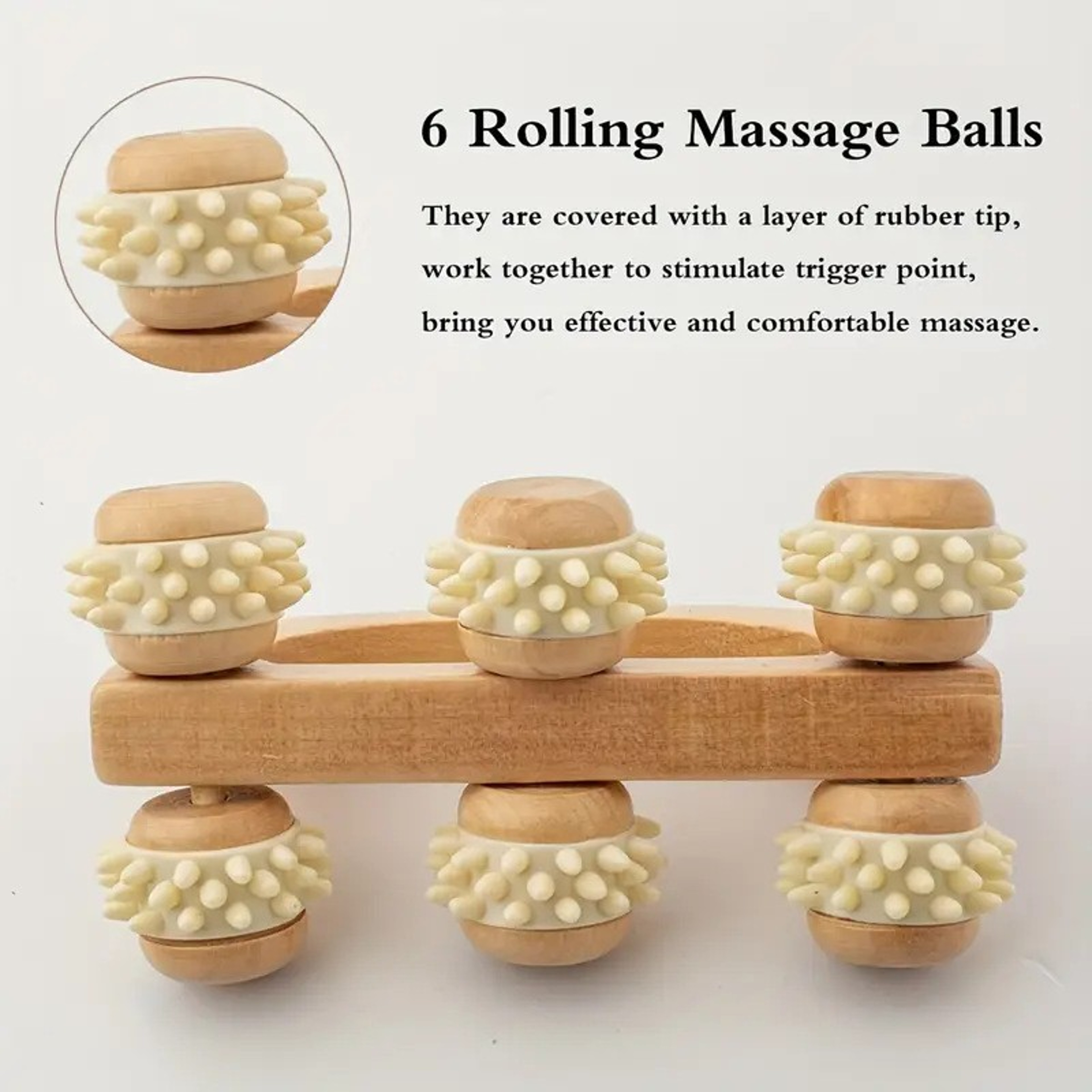 Manual Wooden Massager, Wood Back Massage Roller for Neck Leg Back Deep Tissue Muscle Relief – view 3