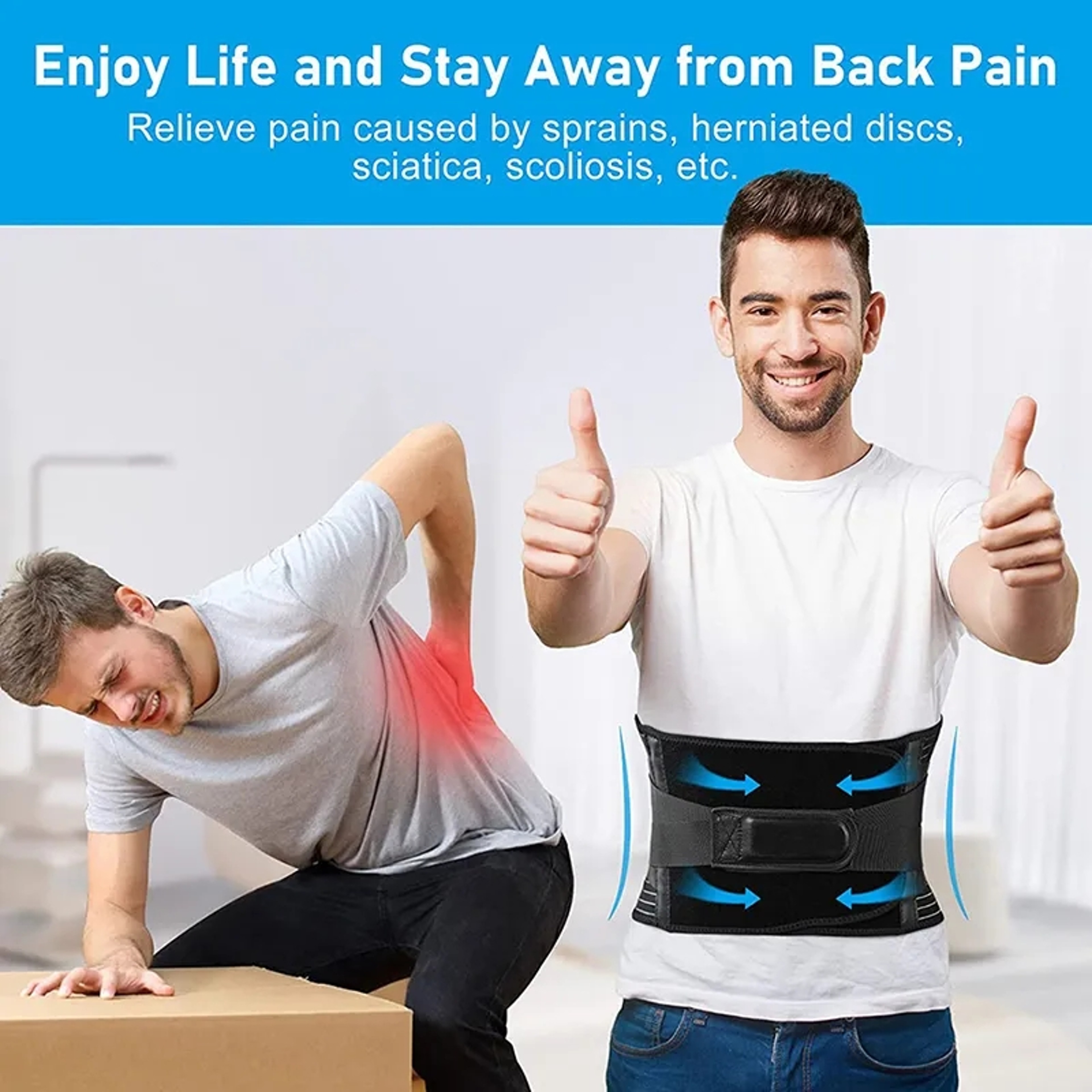 Back Pain Relief Lumbar Support Belt, Adjustable Double Pull, Spine Decompression, Orthopedic Waist Corset, Abdomen – view 5