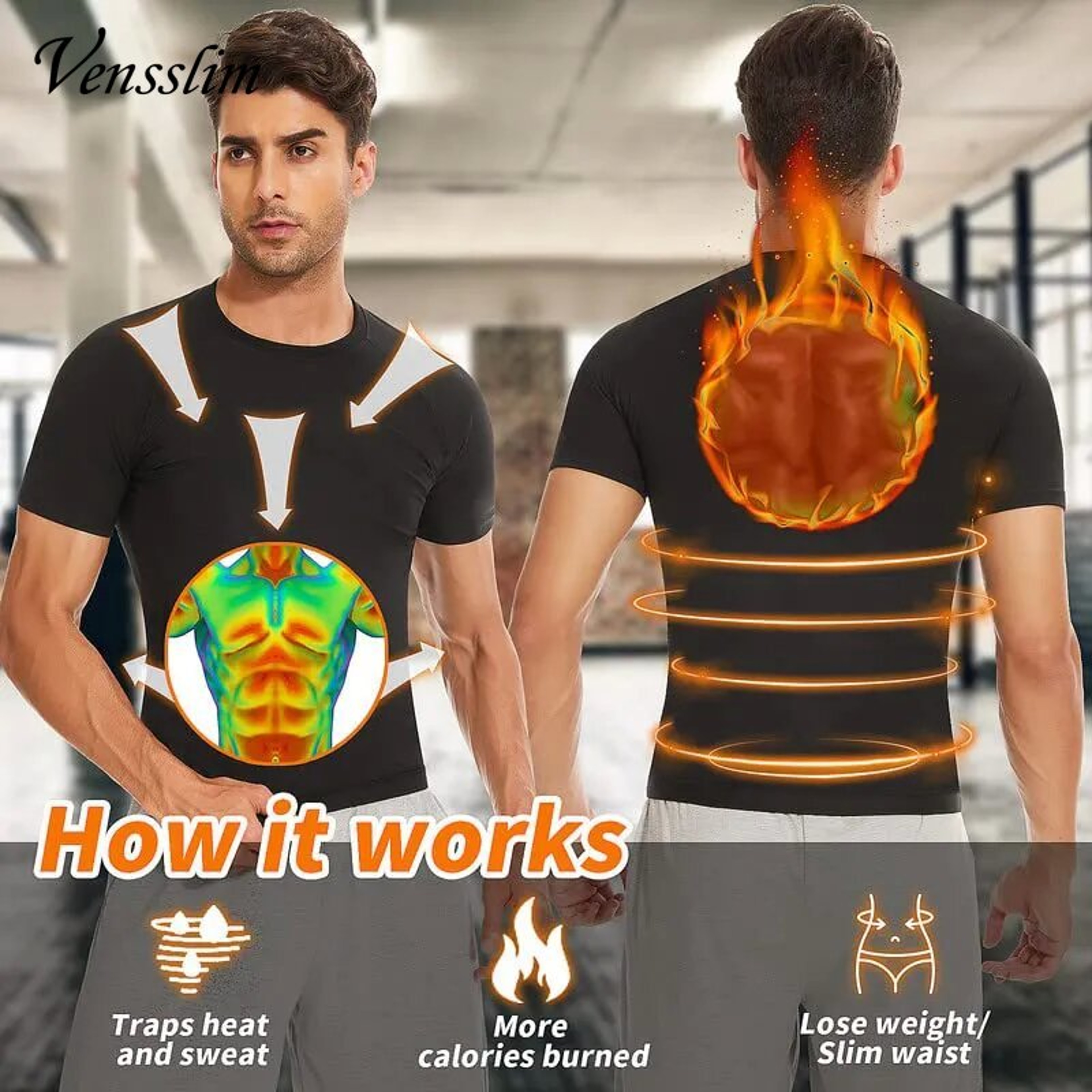Vensslim Men Workout Fat Burner Vest, Sauna Suit Sweat Heat Trapping, Slimming Body Shaper Tank Top, Waist Trainer Fit – view 4