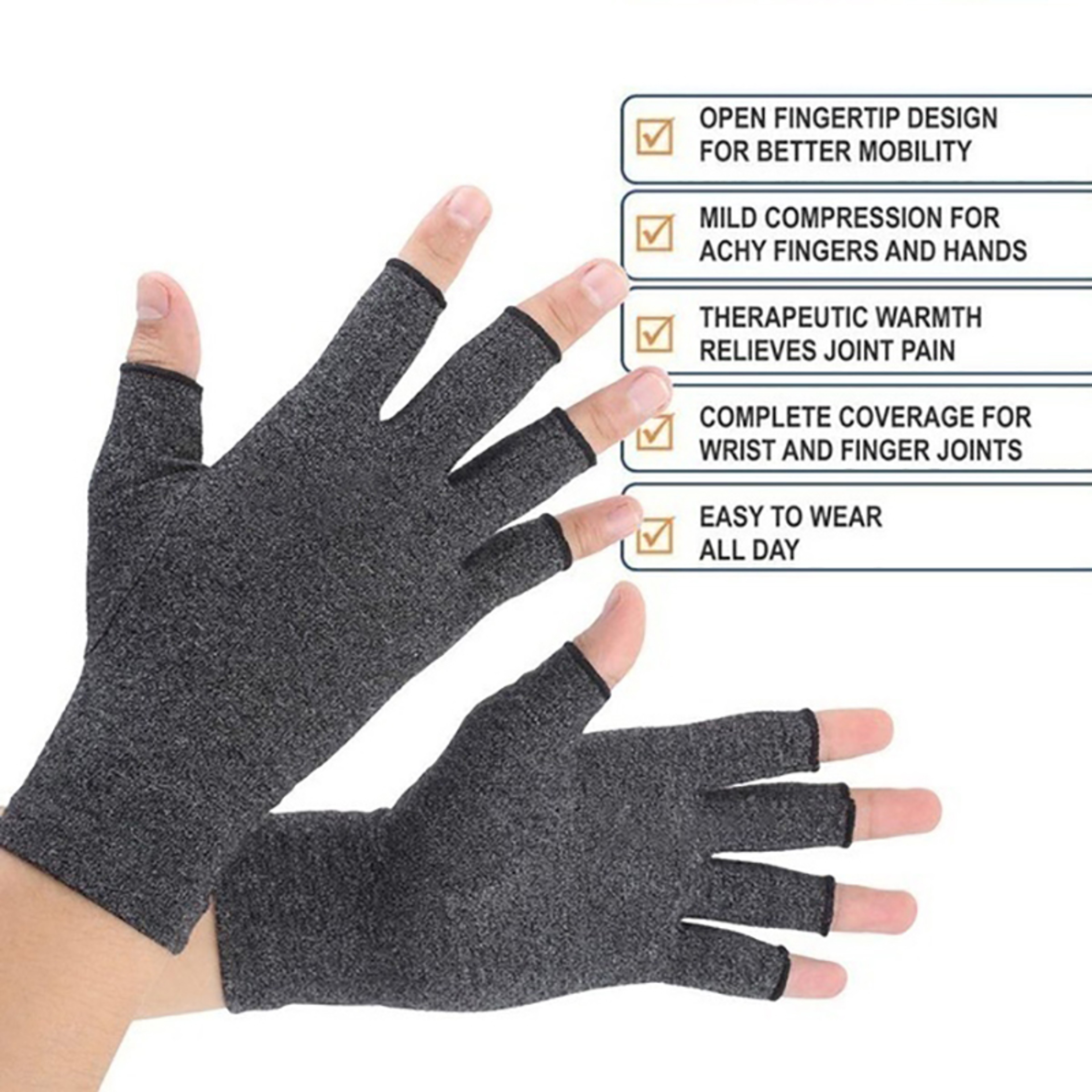 Relieve Hand Discomfort Pair, Fingerless Compression Gloves – view 4