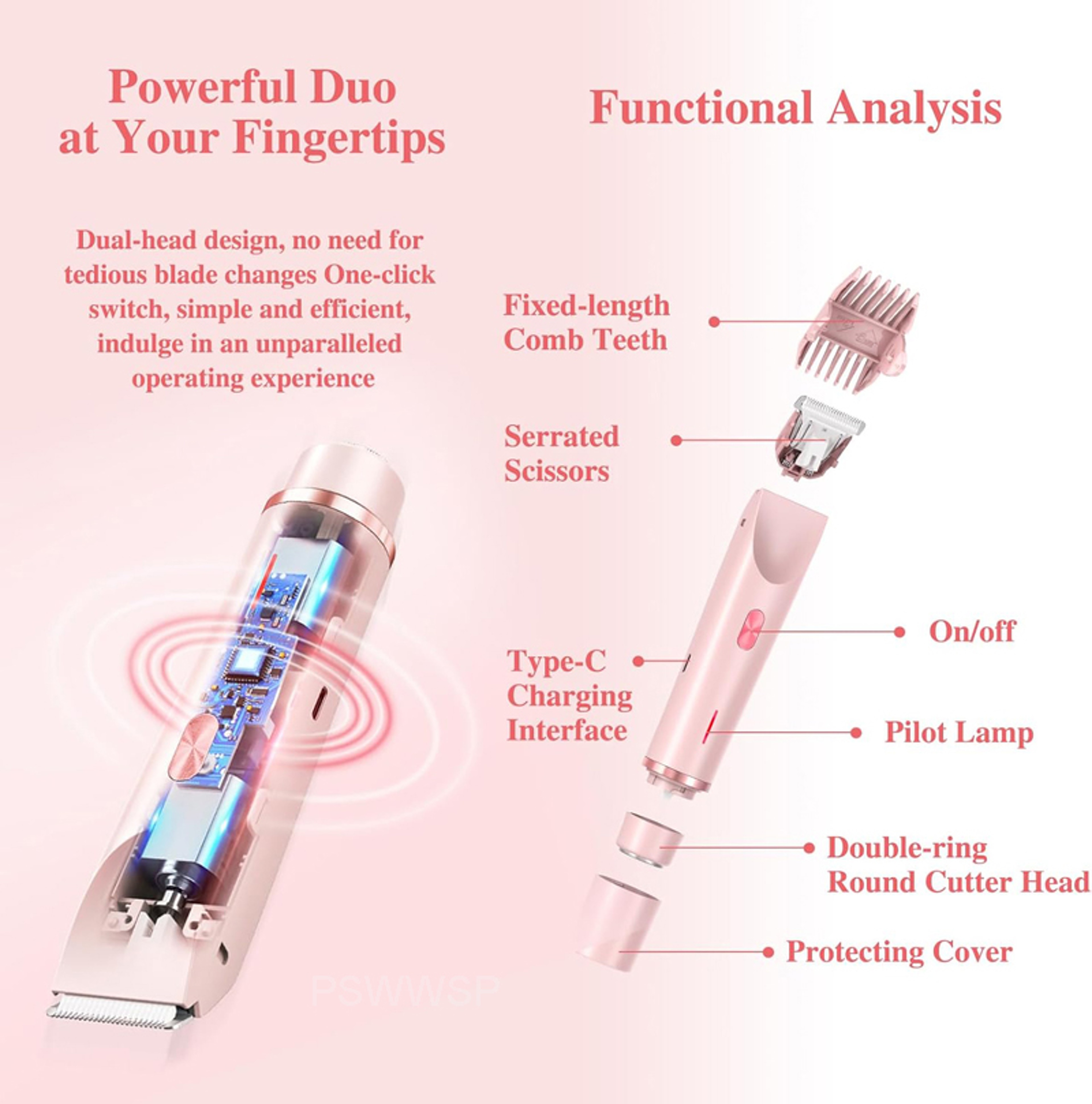 Women Mustache Epilator & Electric Razor, Painless Shaver for Leg Bikini Body, Facial Hair Trimmer – view 3