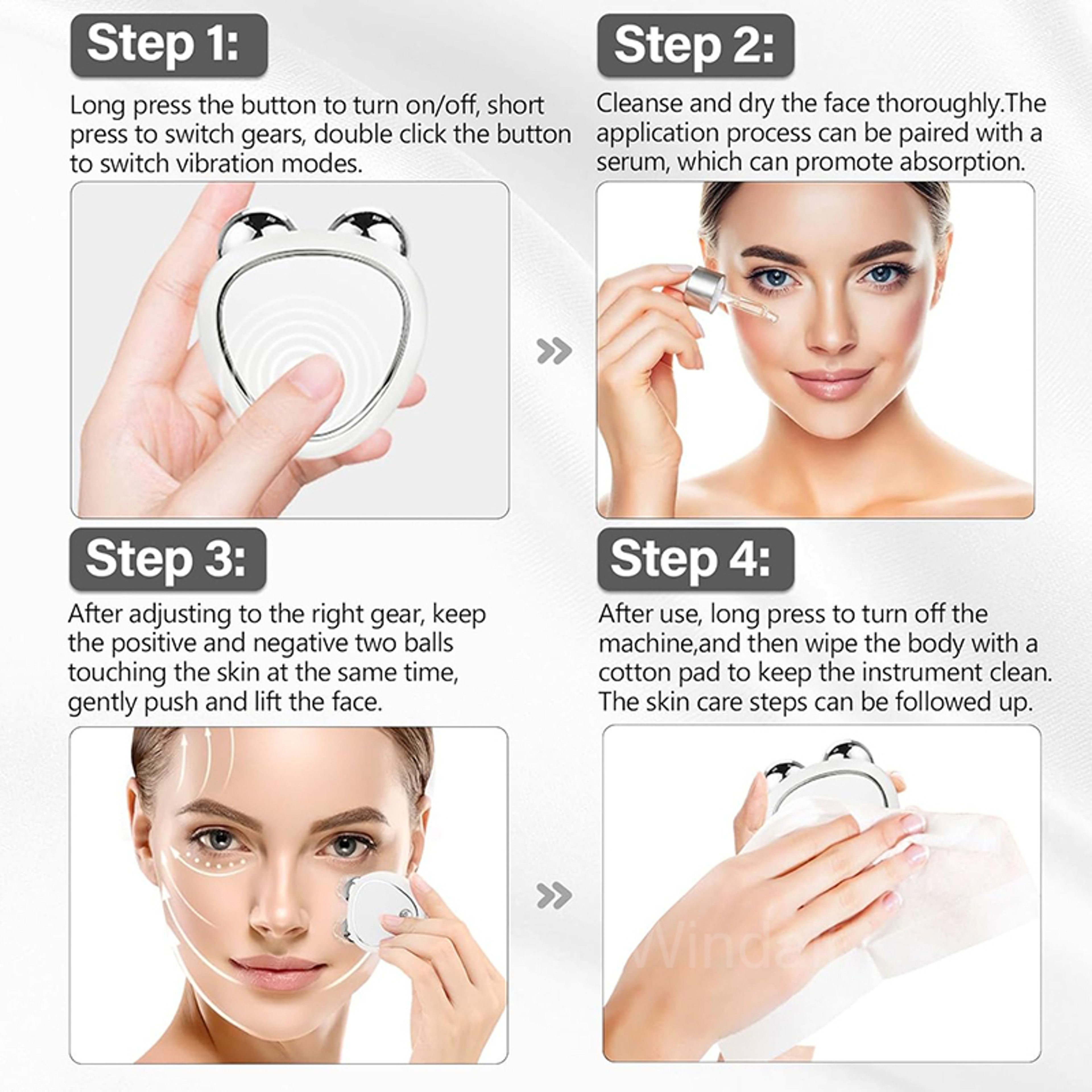 EMS Face Lifting Machine, Microcurrent Roller Skin Tightening, Rejuvenation Beauty Charging Facial Anti Wrinkle – view 3